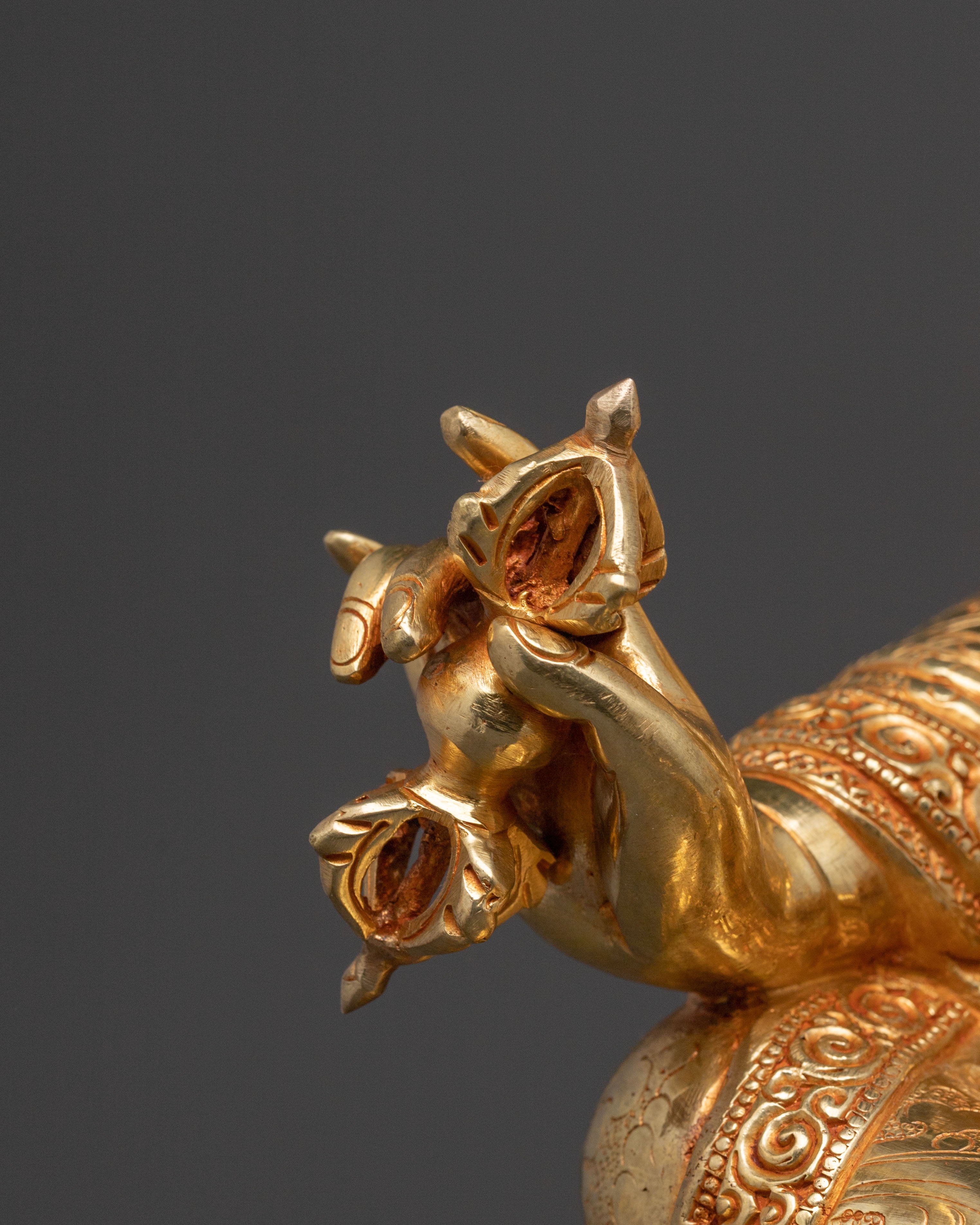 Guru Rinpoche Spiritual Statue: 24K Gold Gilded Art