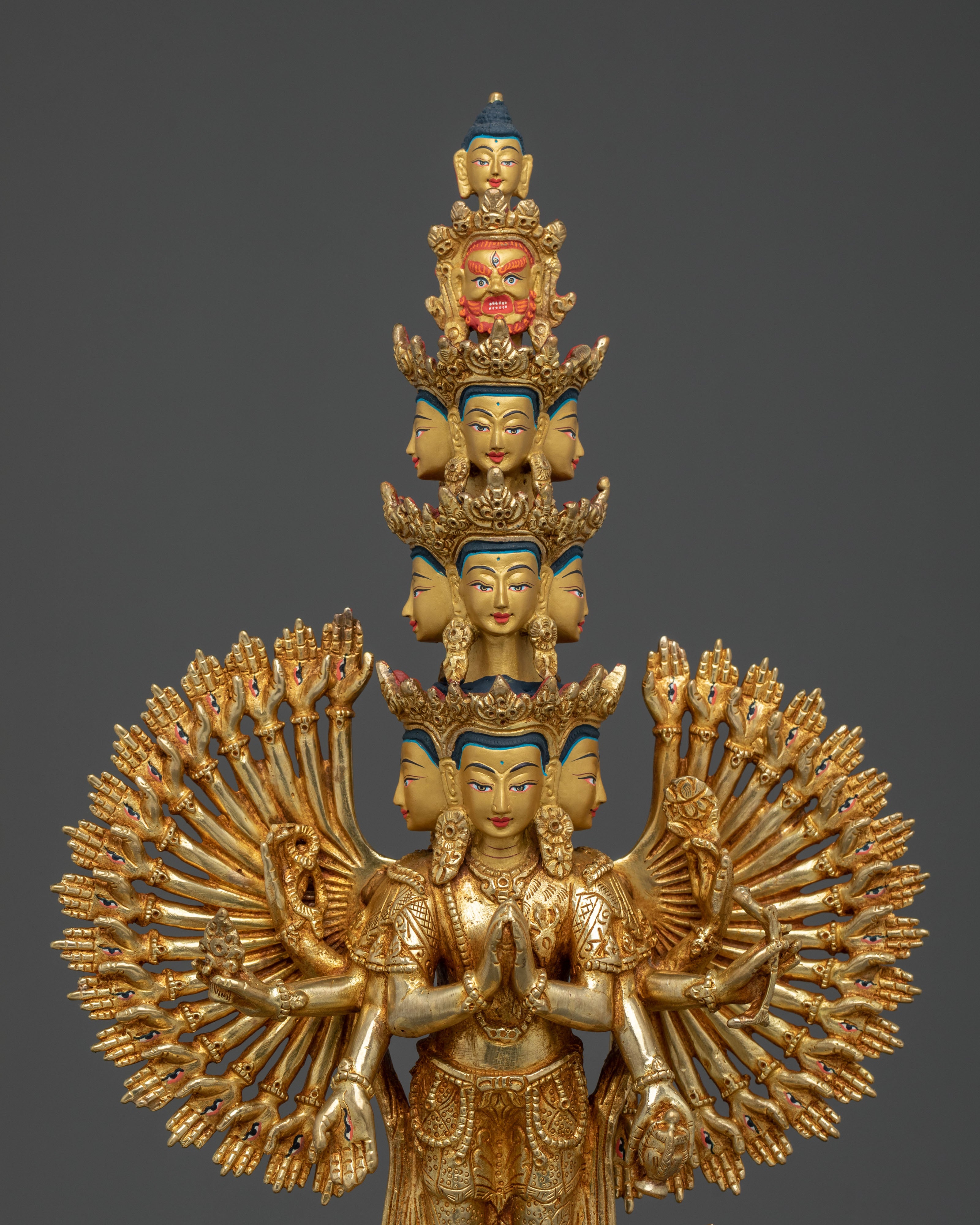 1000 Armed Chenrezig Spiritual Sculpture with 24K Gold Gilded
