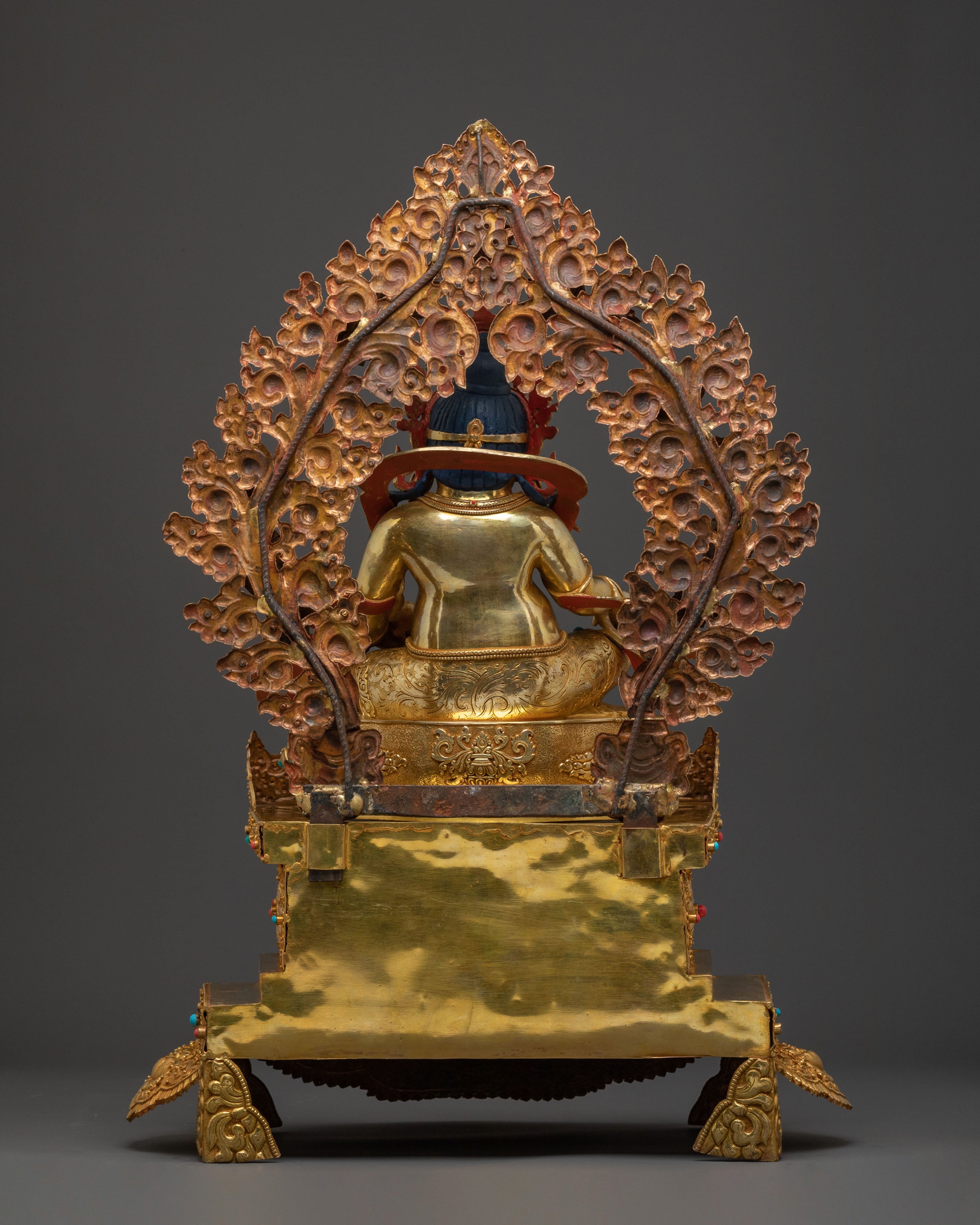 Handcrafted Dzambala Statue on Throne | Buddhist God of Wealth