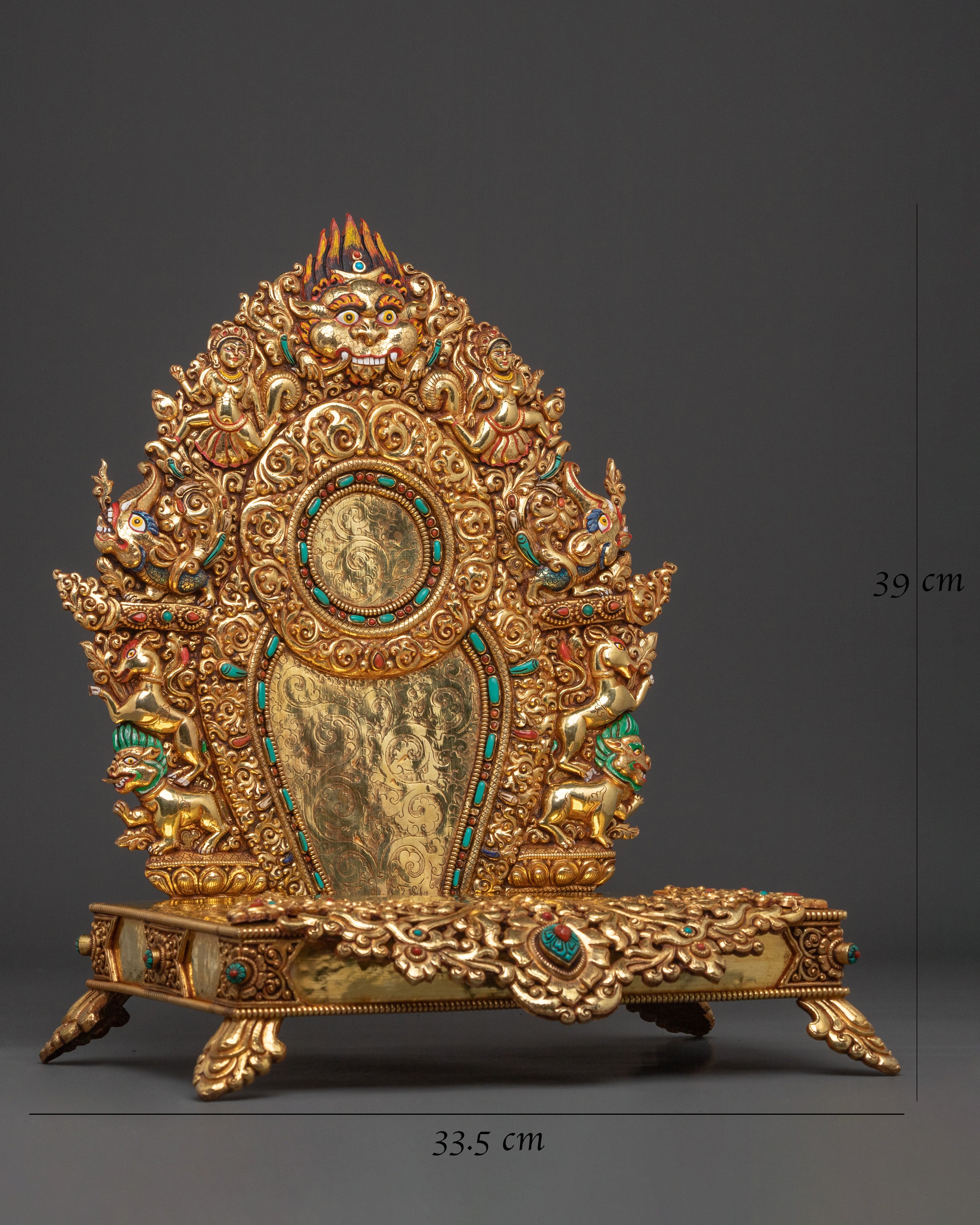 Handcrafted 24K Gold Gilded Throne: Sacred Pedestal