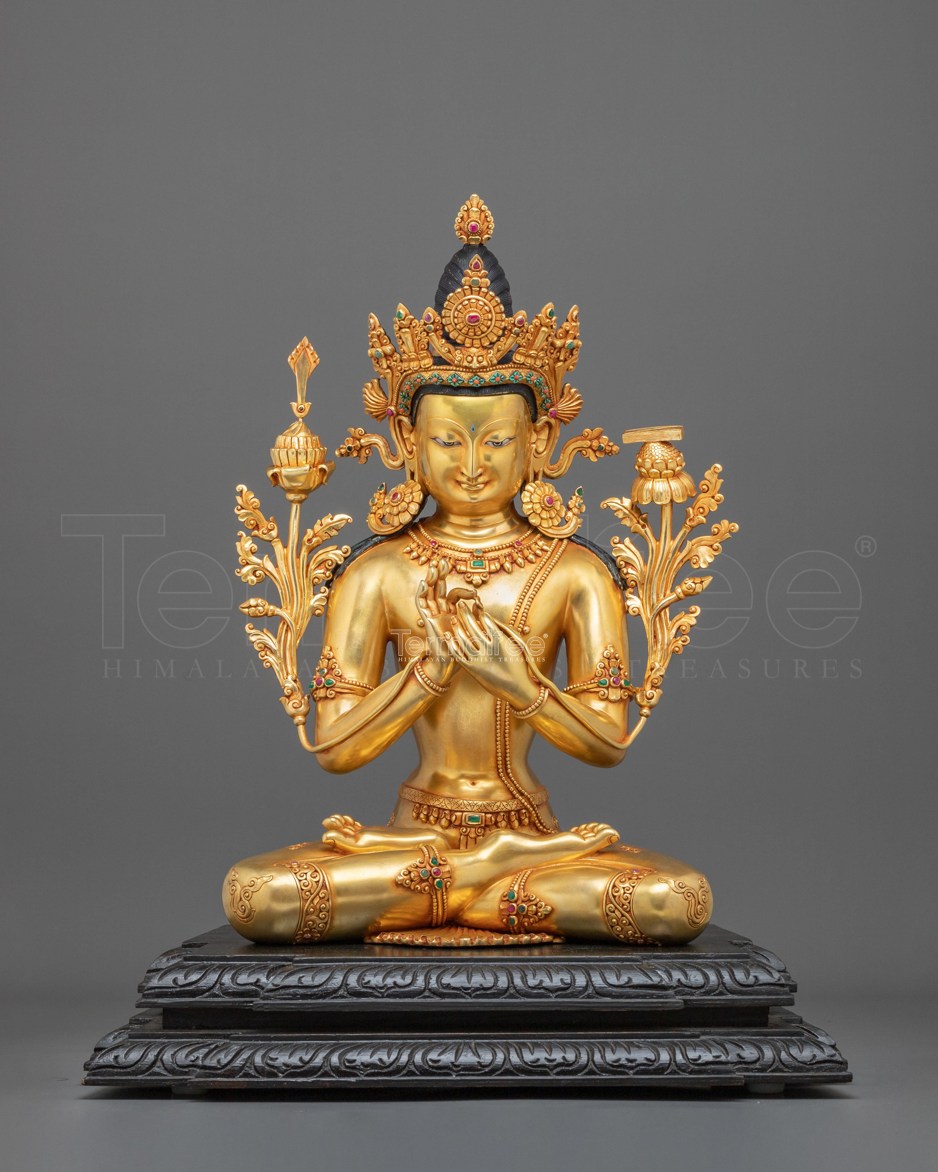 Tikshna Manjushri 24K Gold Gilded Statue | Made in Nepal