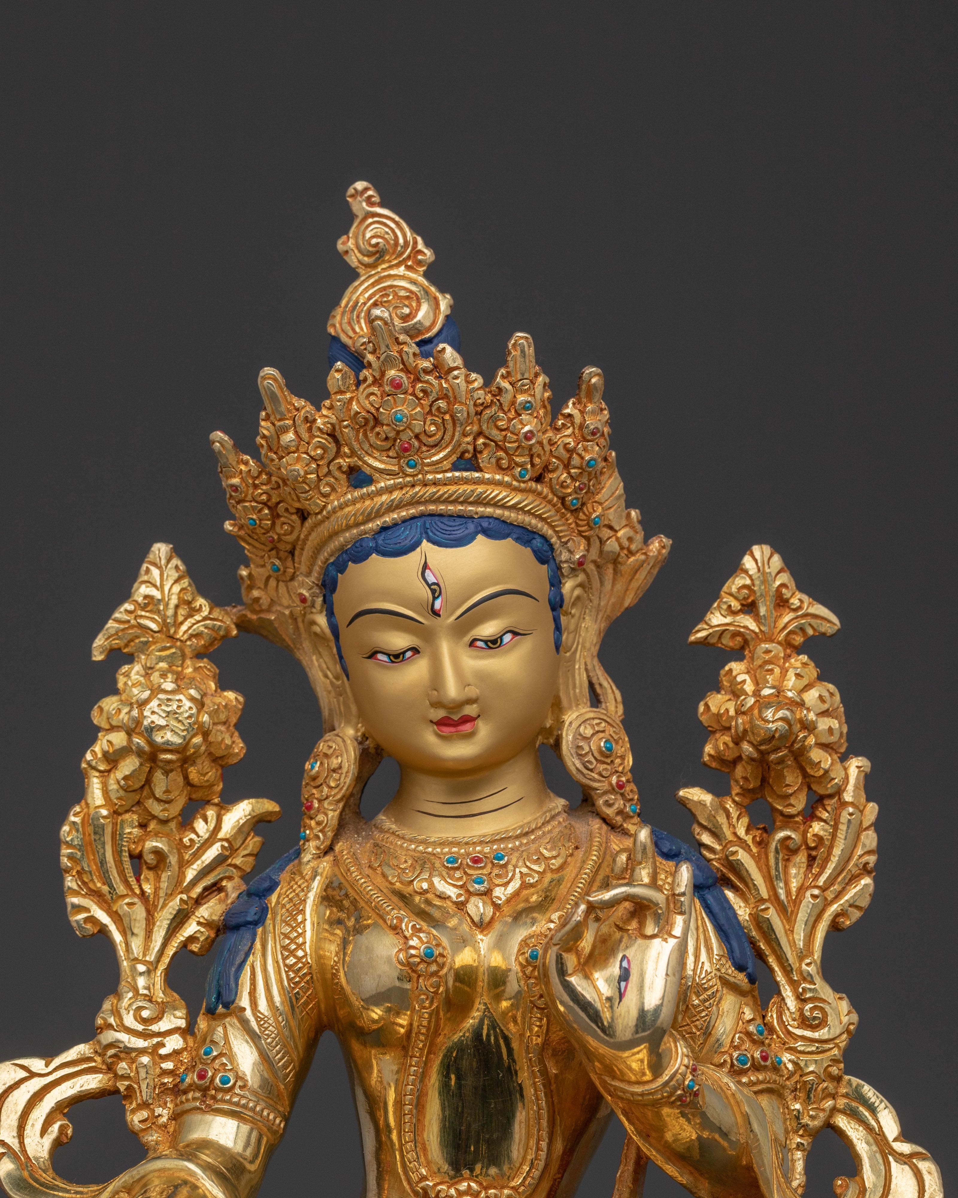 Sacred 24k Gold Gilded Copper White Tara Statue
