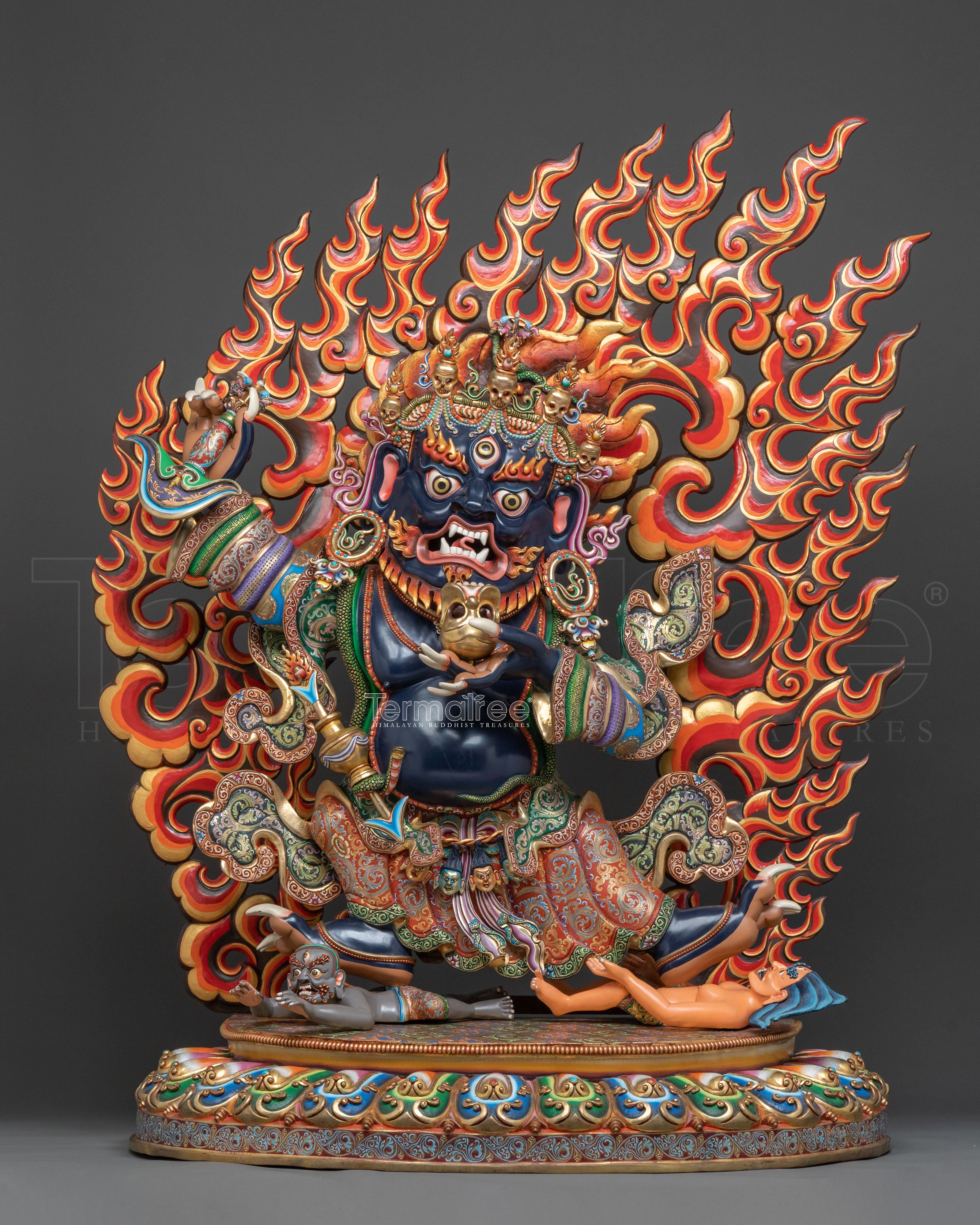 Mahakala Bernakchen, 24K Gold Gilded Protector Statue