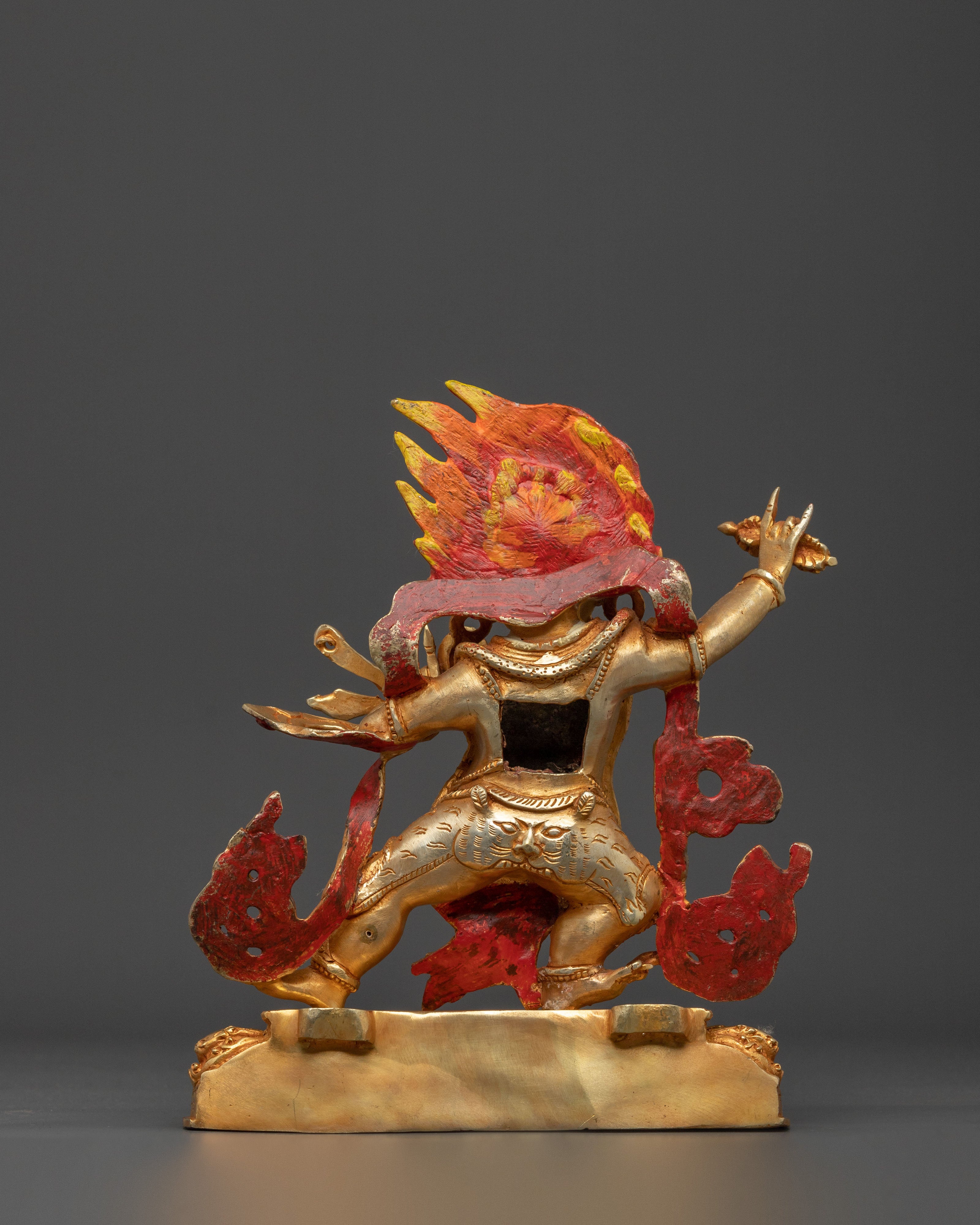 24K Gold Gilded Vajrapani Statue: Wrathful Deity and Thunderbolt Holder