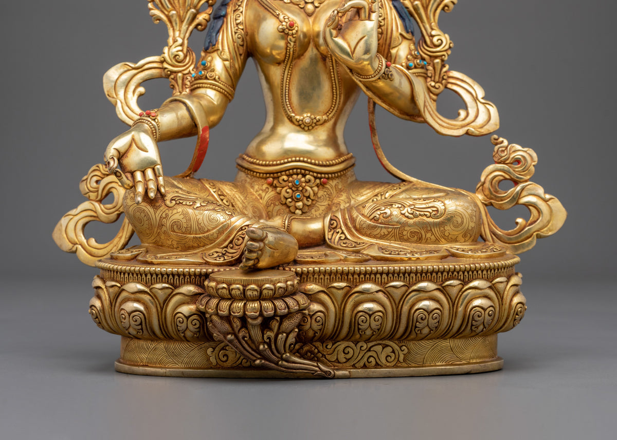 Green Tara Golden Statue | Handcrafted Buddhist Figurine