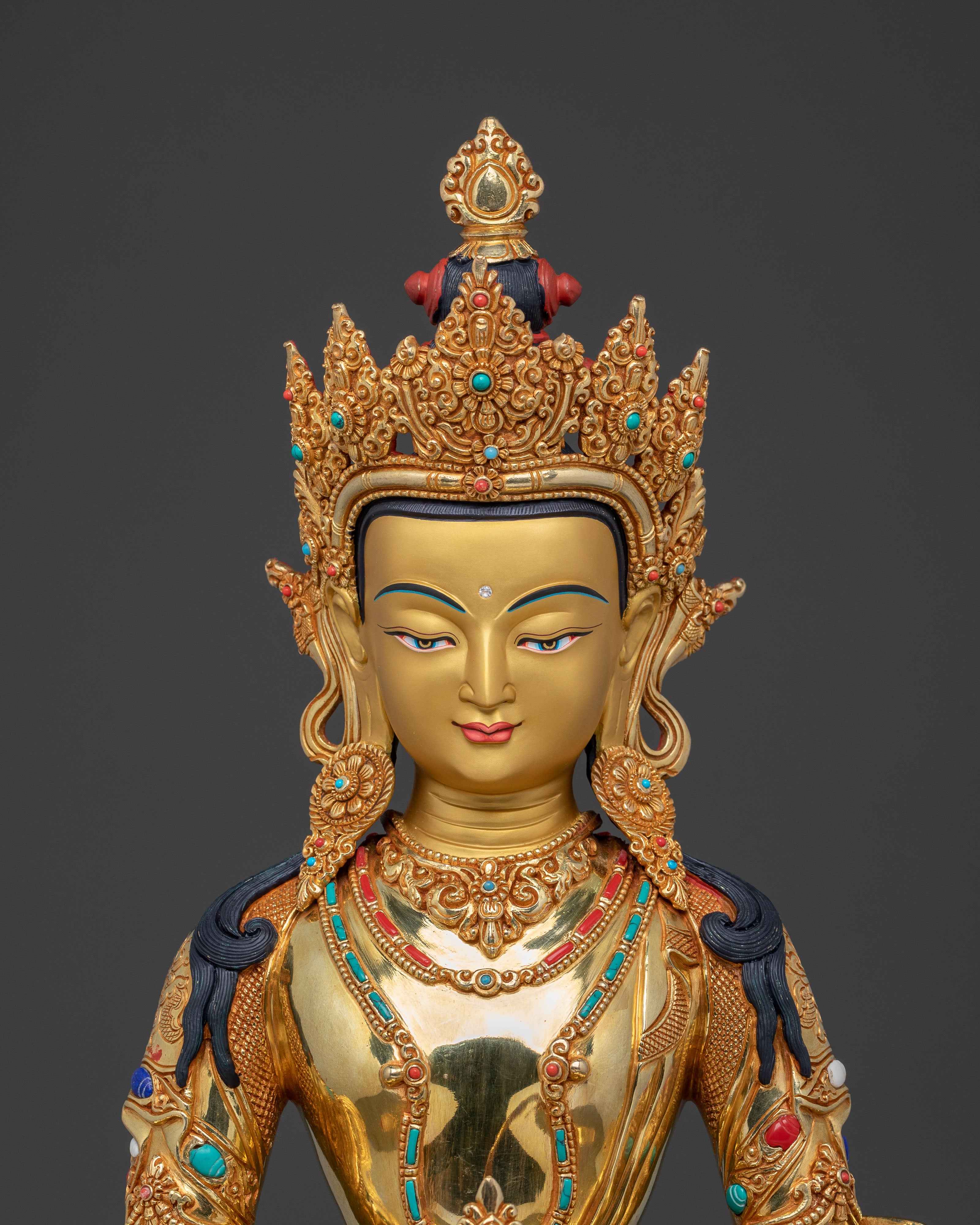 Amitayus: 24K Gold Gilded Traditional Statue