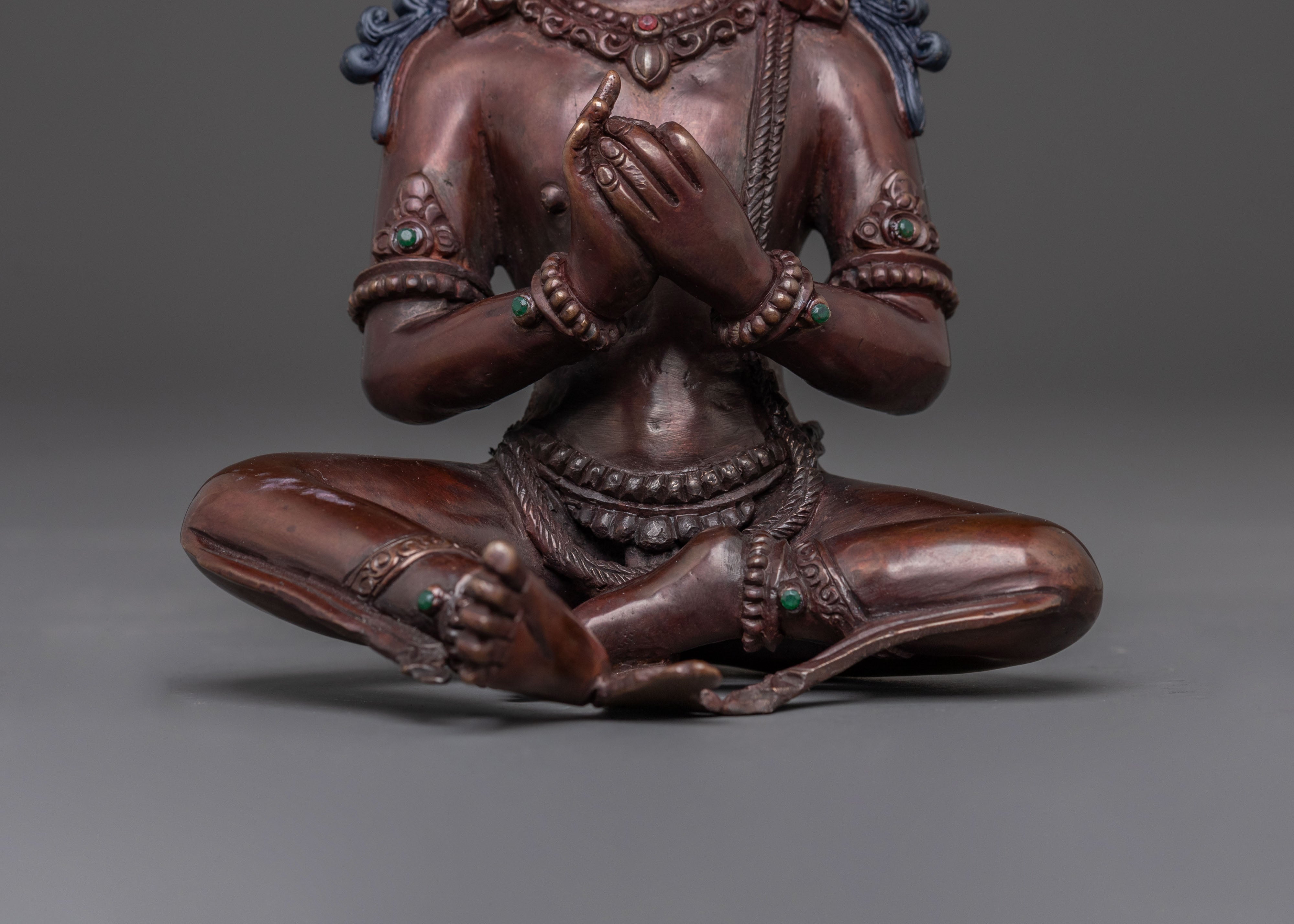 A tranquil Buddha Vairocana Copper Statue | Oxidized Finish