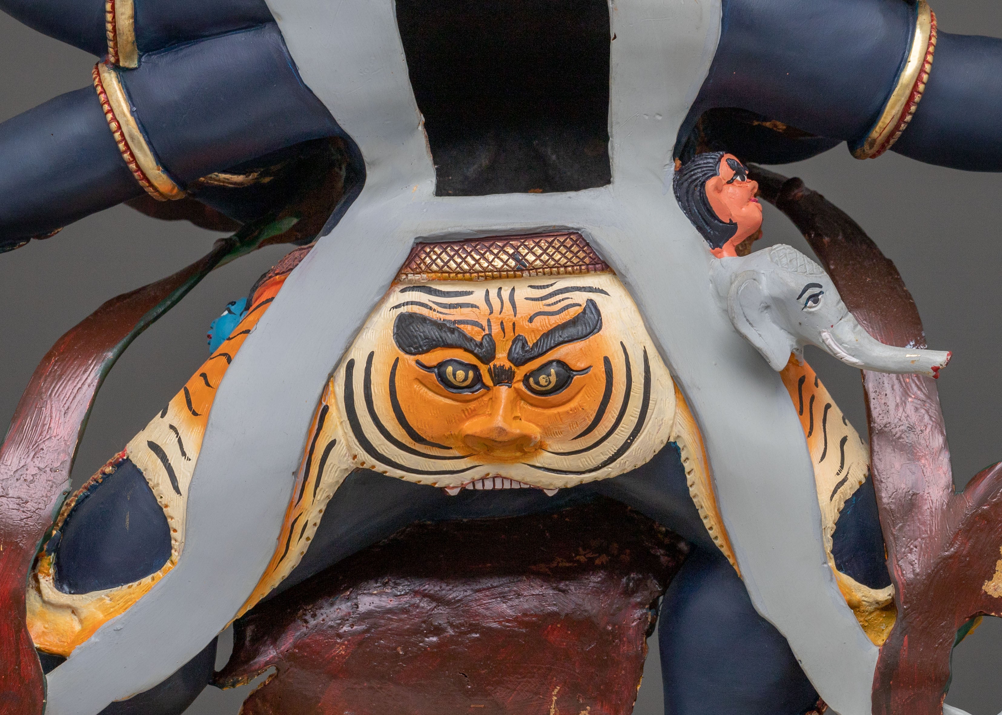 Six Armed Mahakala Divine Sculpture: Protector of Dharma