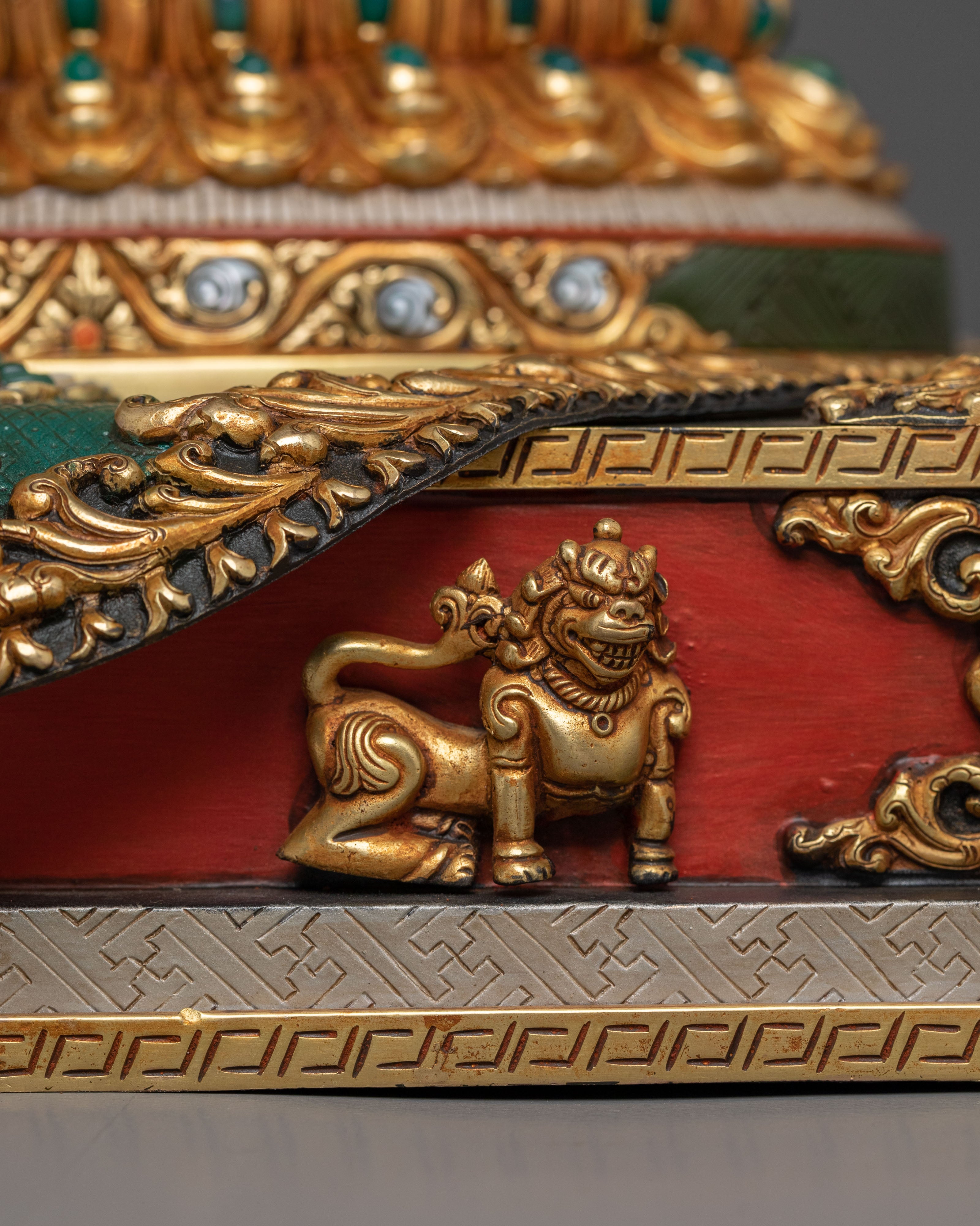 Green Tara Protection Statue with a Throne | Mother Figurine