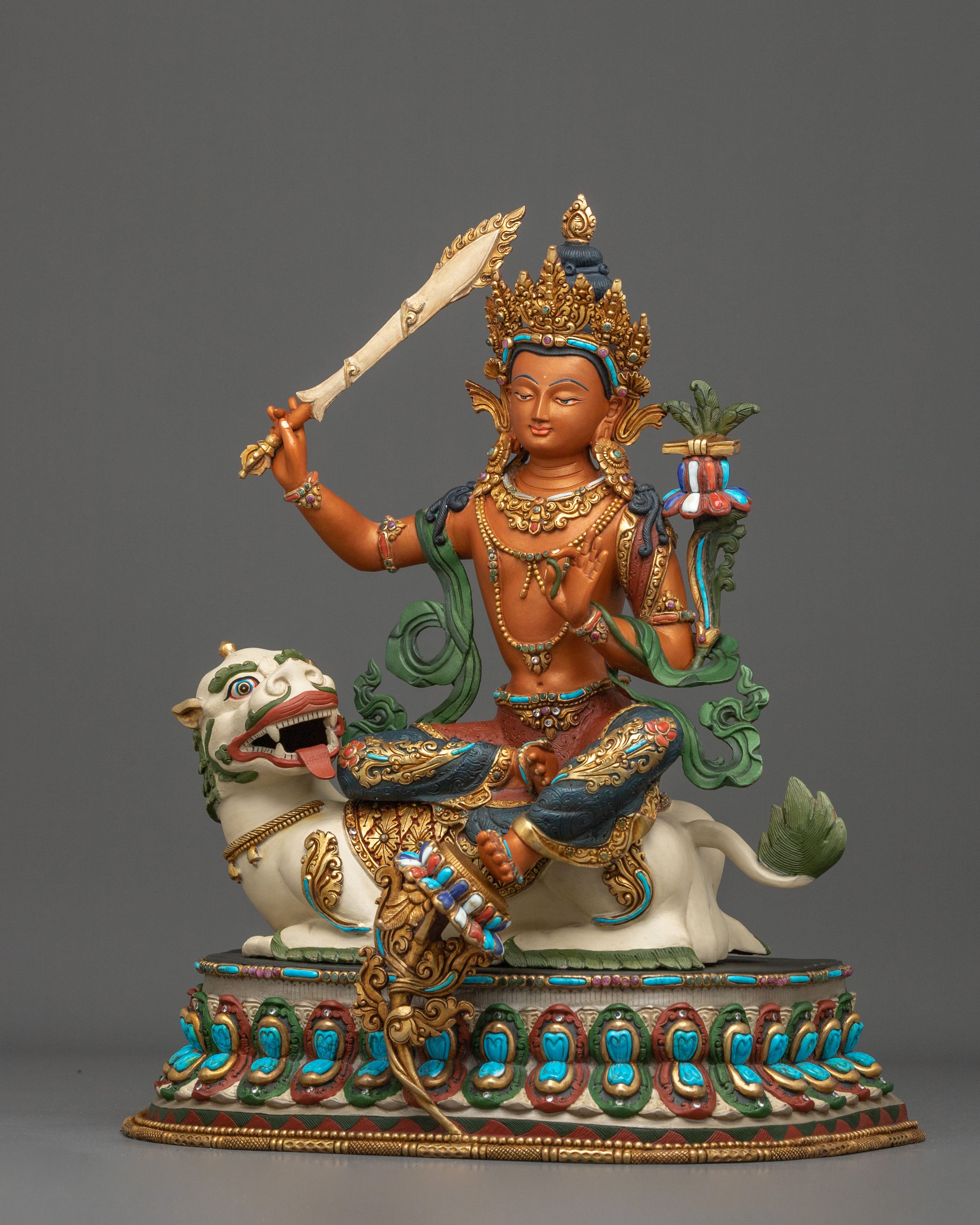 Simhanada Manjushri Bodhisattva of Wisdom Statue