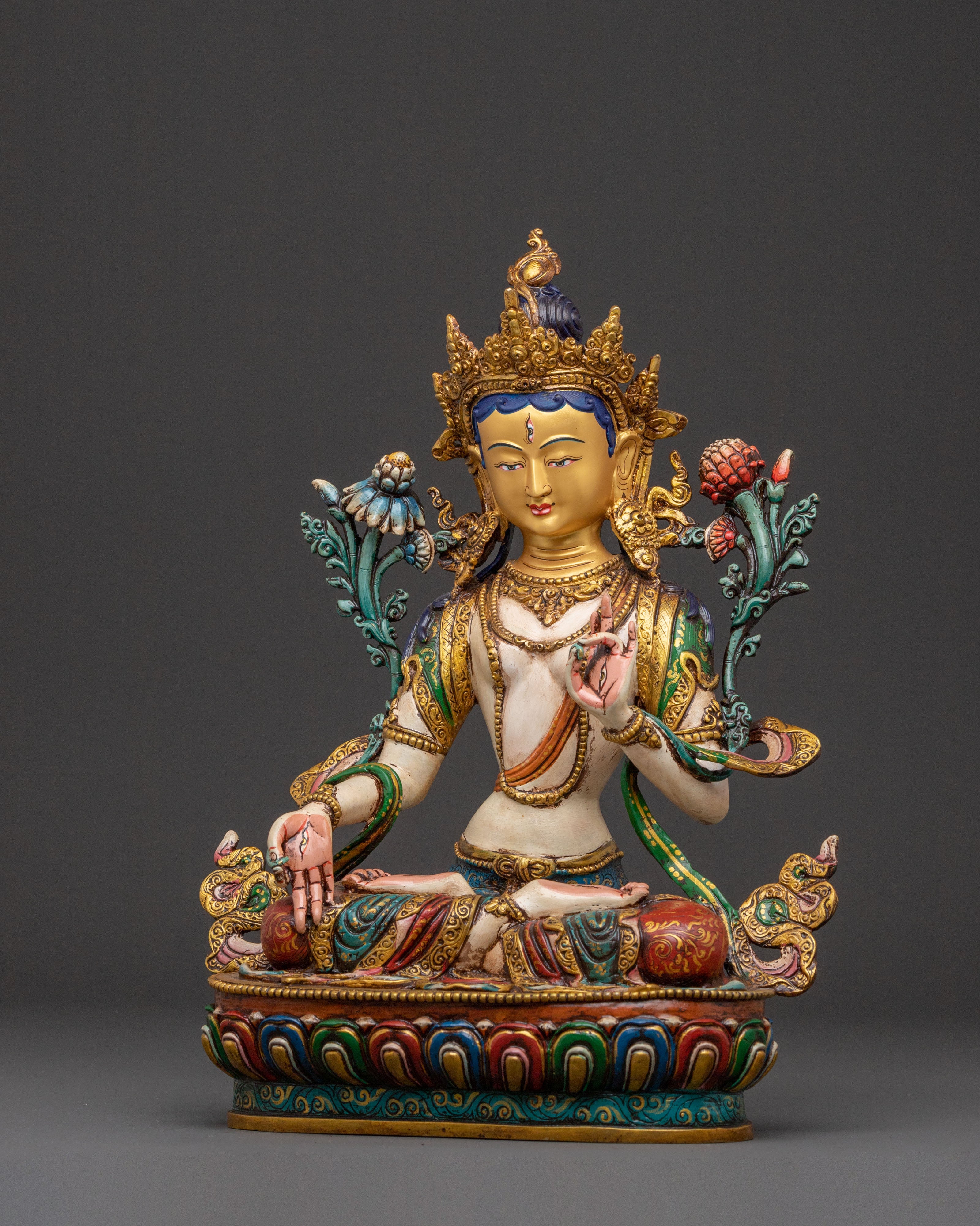 White Tara 24K Gold Gilded Statue | Longevity Icon