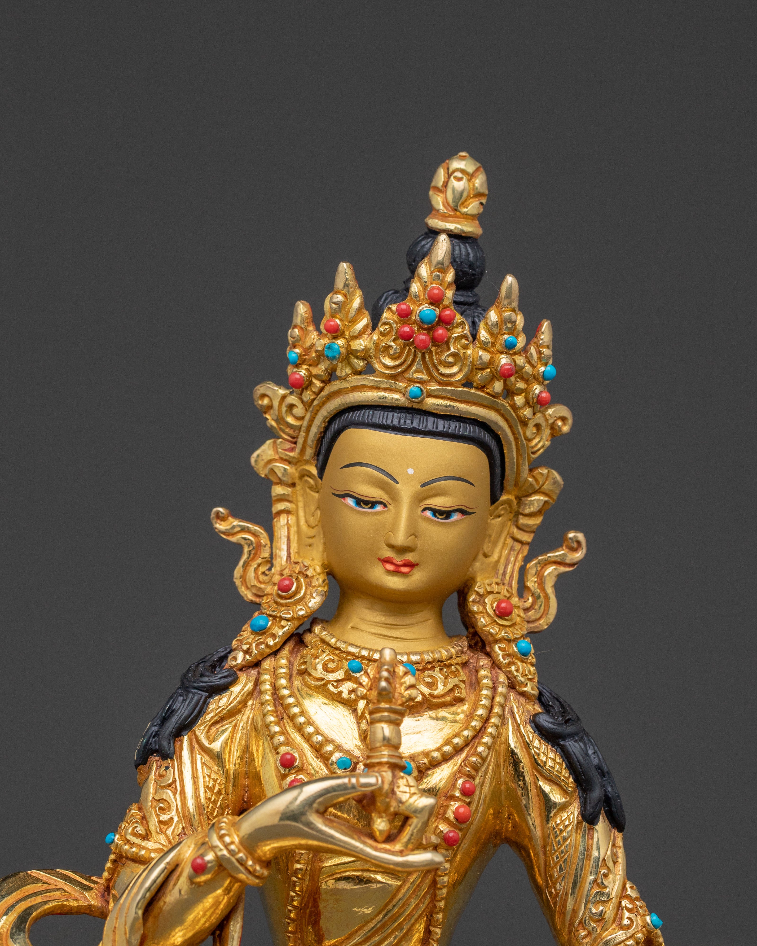 Vajrasattva Handcrafted Tantric Statue – 24K Gold Gilded Art