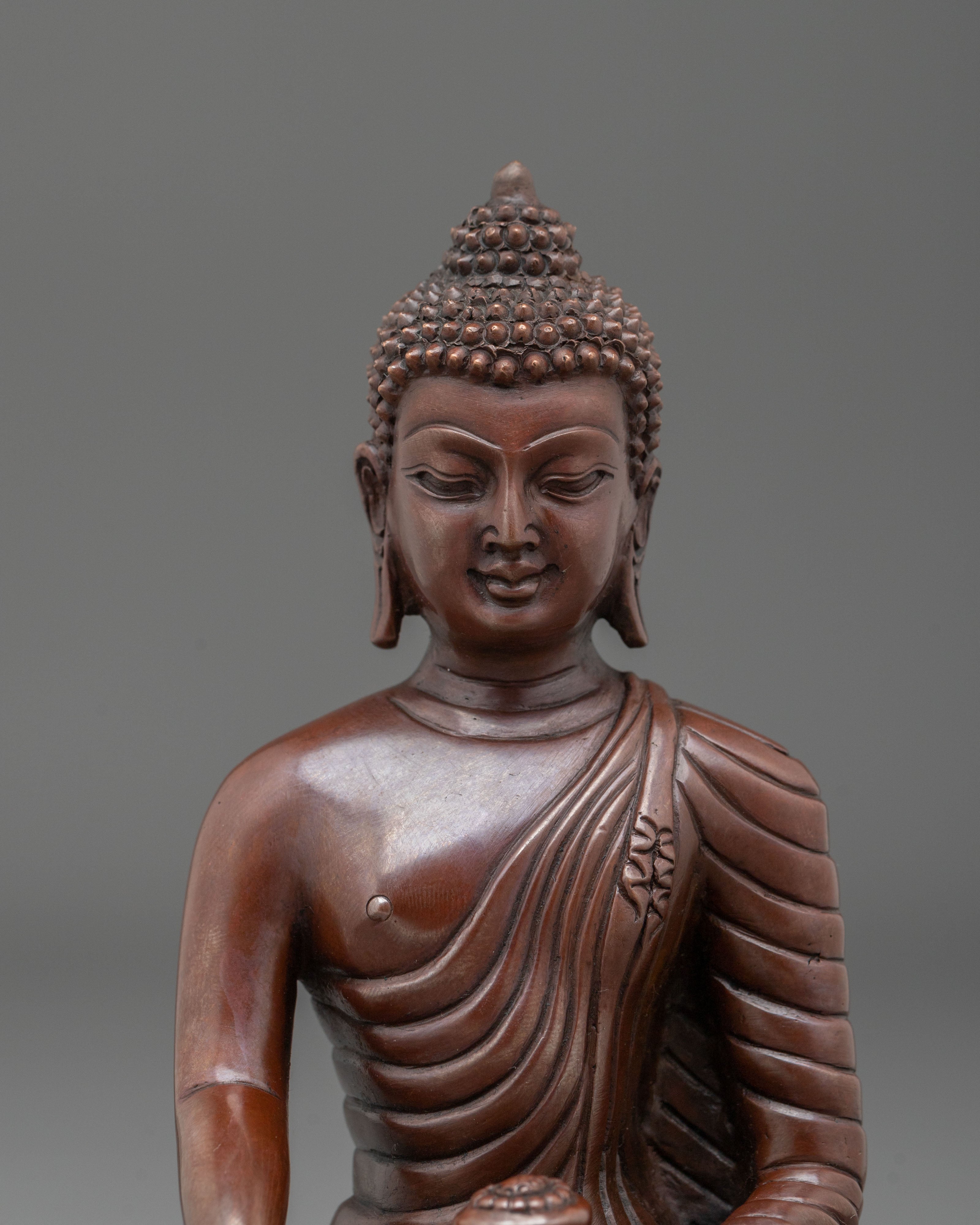 Shakyamuni Buddha Figurine | Oxidized Copper Sculpture