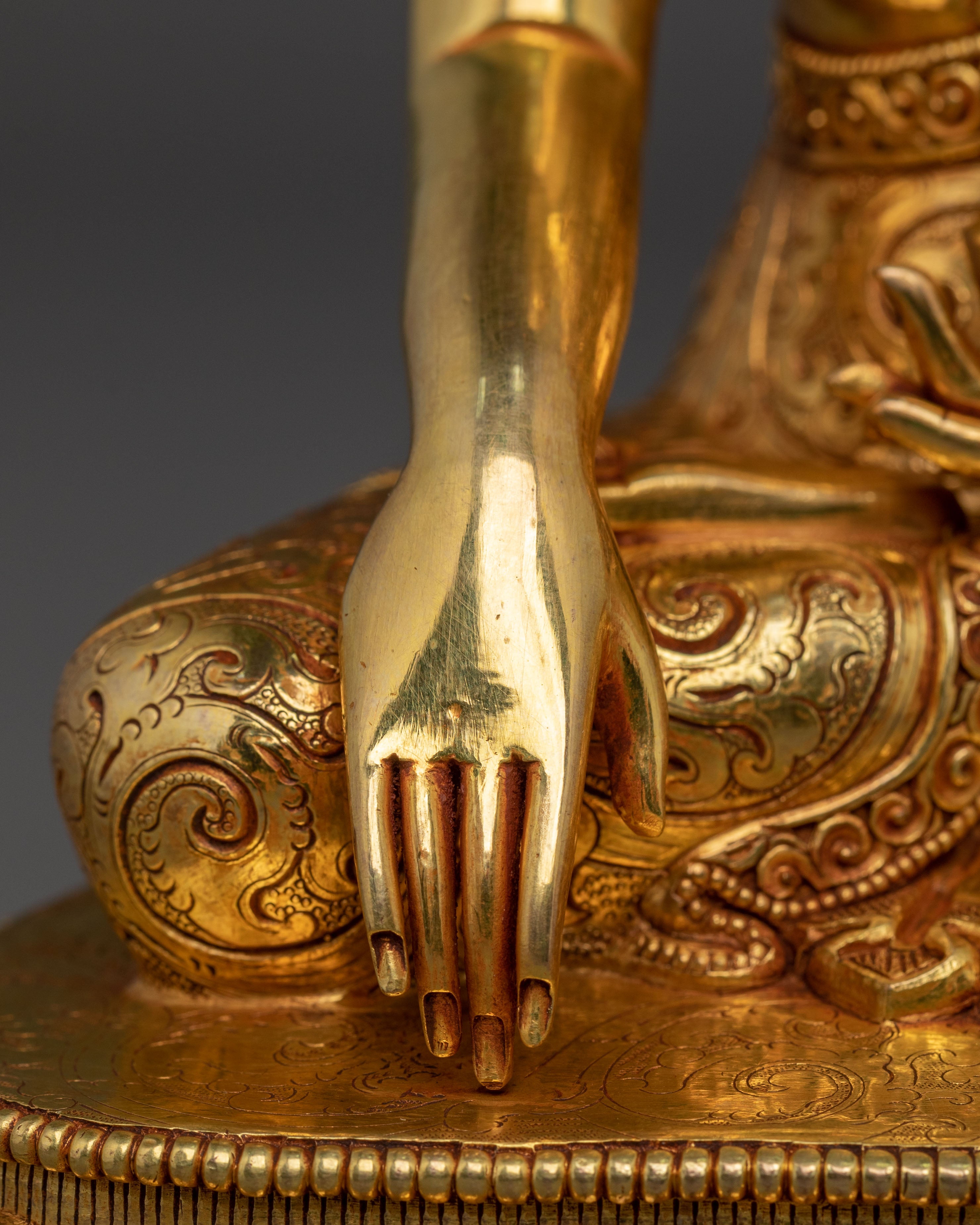 Complete Altar Set of Three Buddhas in Radiant 24K Gold