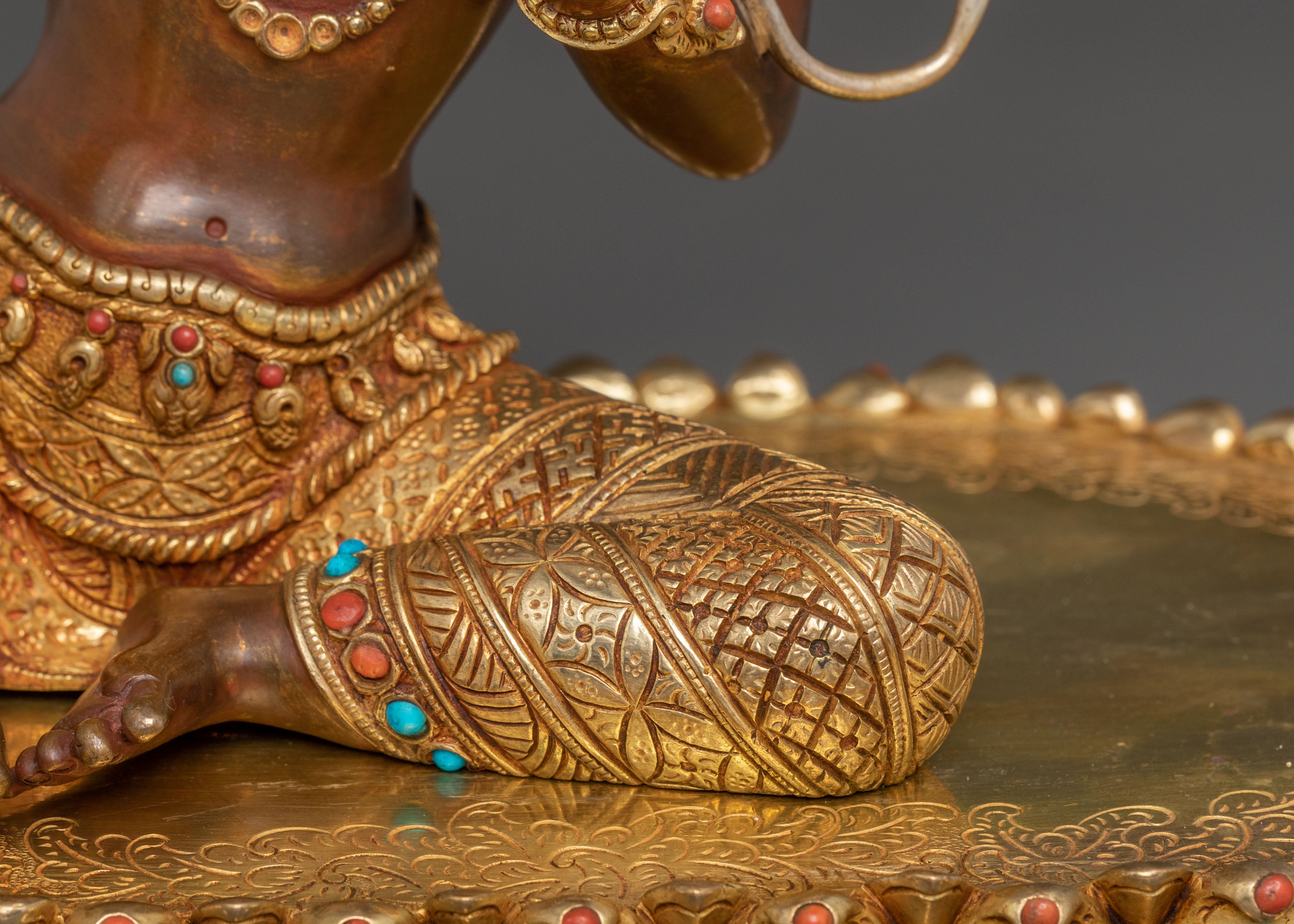 Handcrafted Simhanada Manjushri Sacred Statue