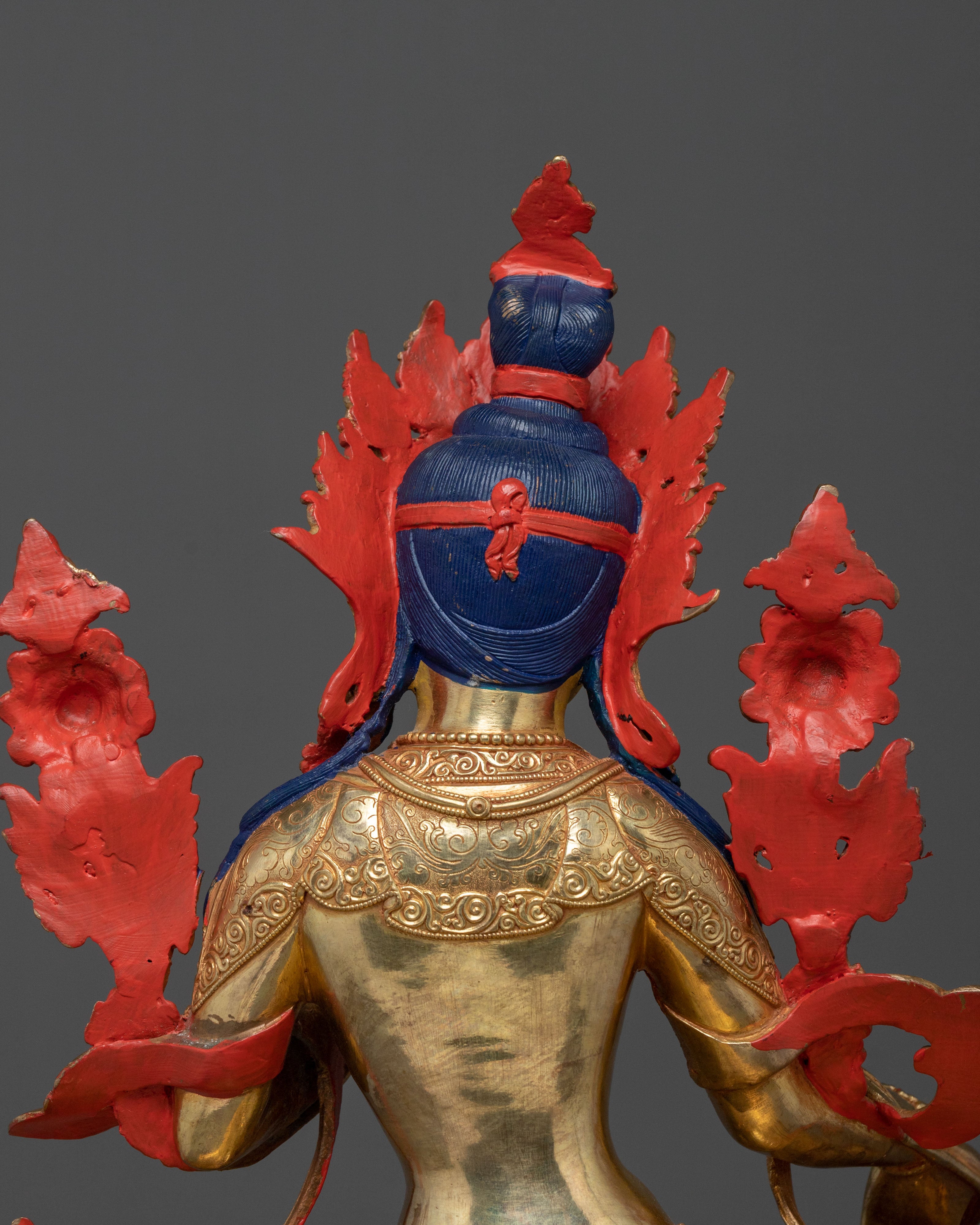 Twenty One Tara Sculpture | 24K Gold Gilded & Gemstone Inlaid