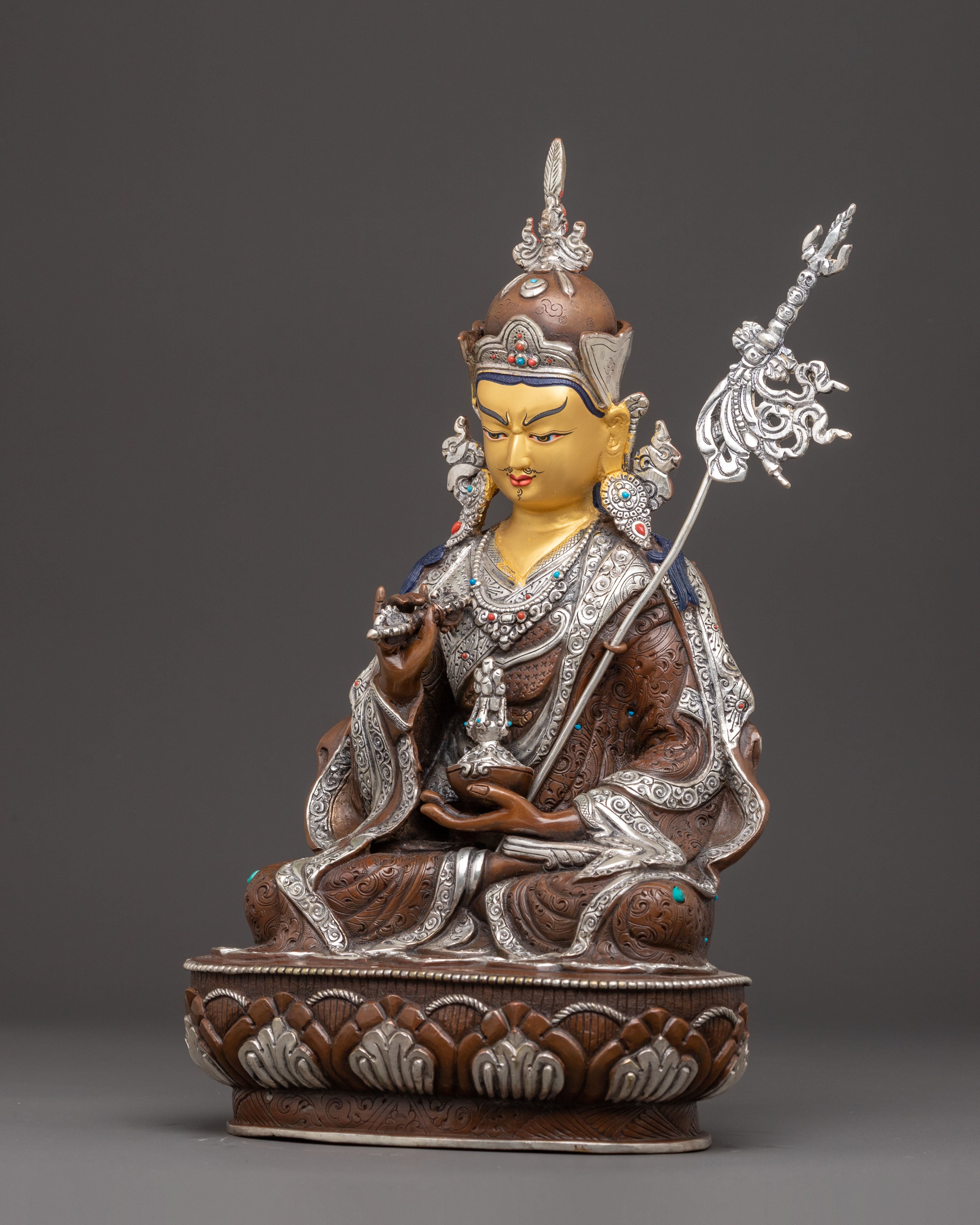 Oxidized Copper Statue of Guru Tsoyke Dorje | Traditional Artwork