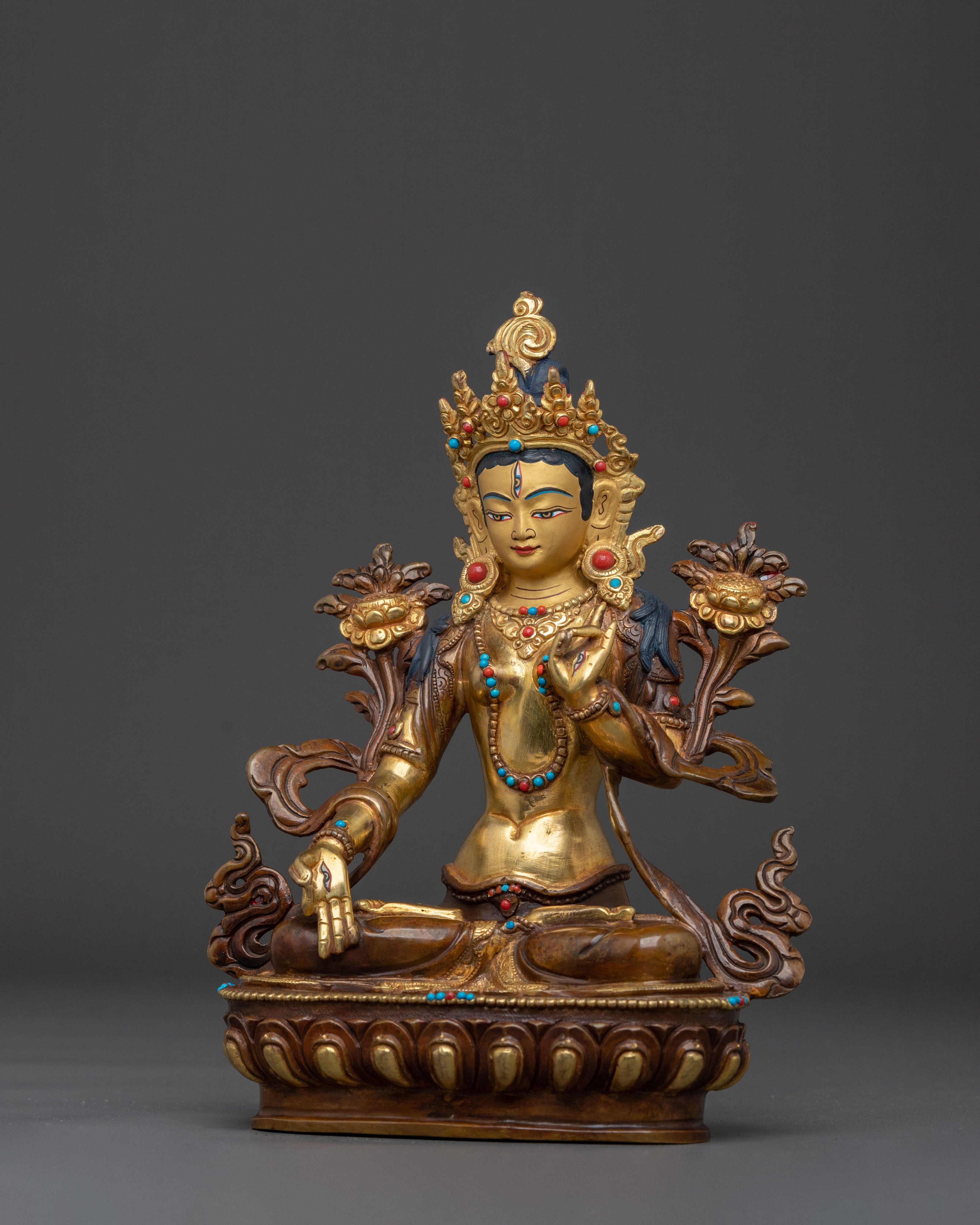 Meditation Goddess White Tara Sacred Statue