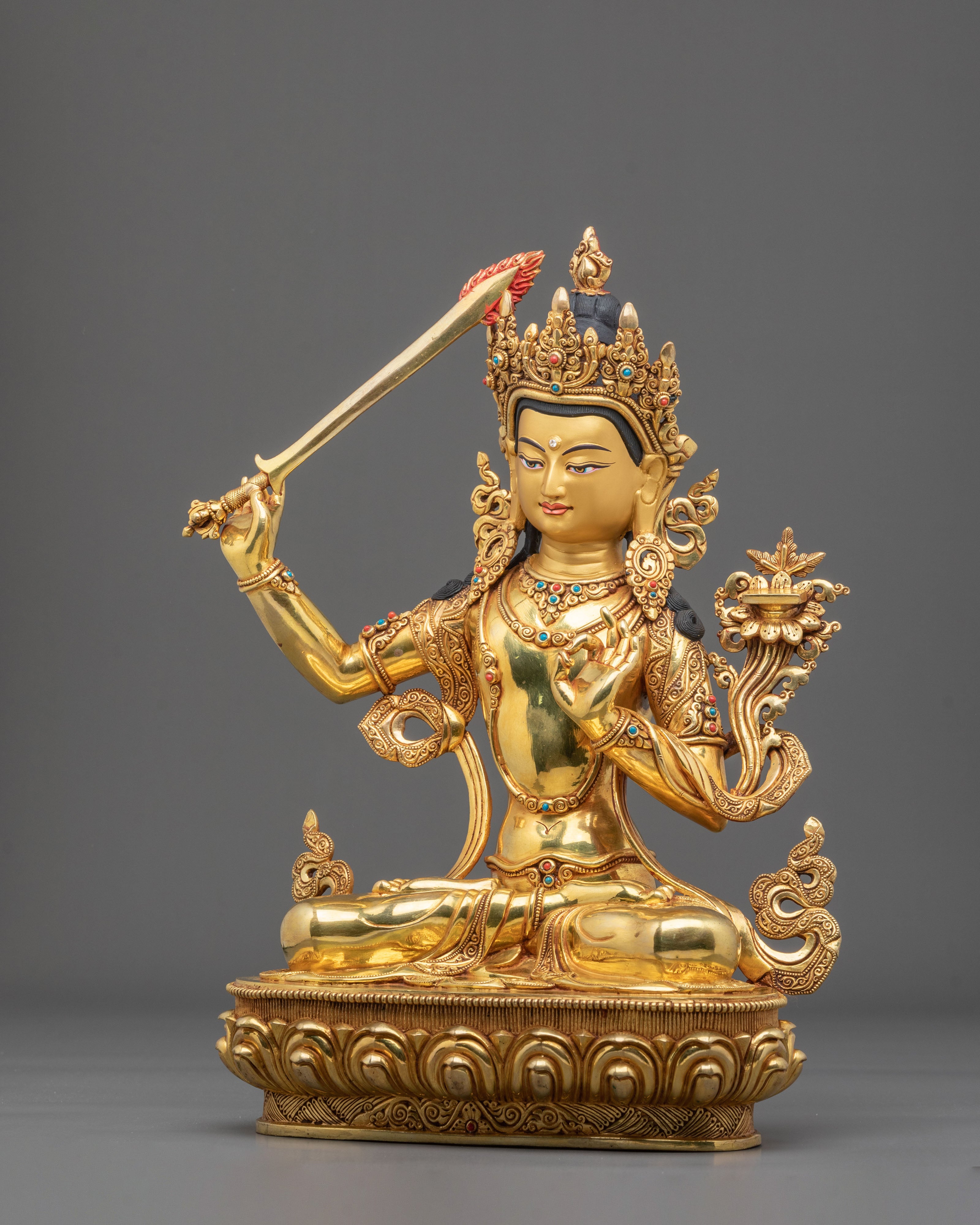 Manjushri Statue | Tibetan Bodhisattva Sacred Figurine
