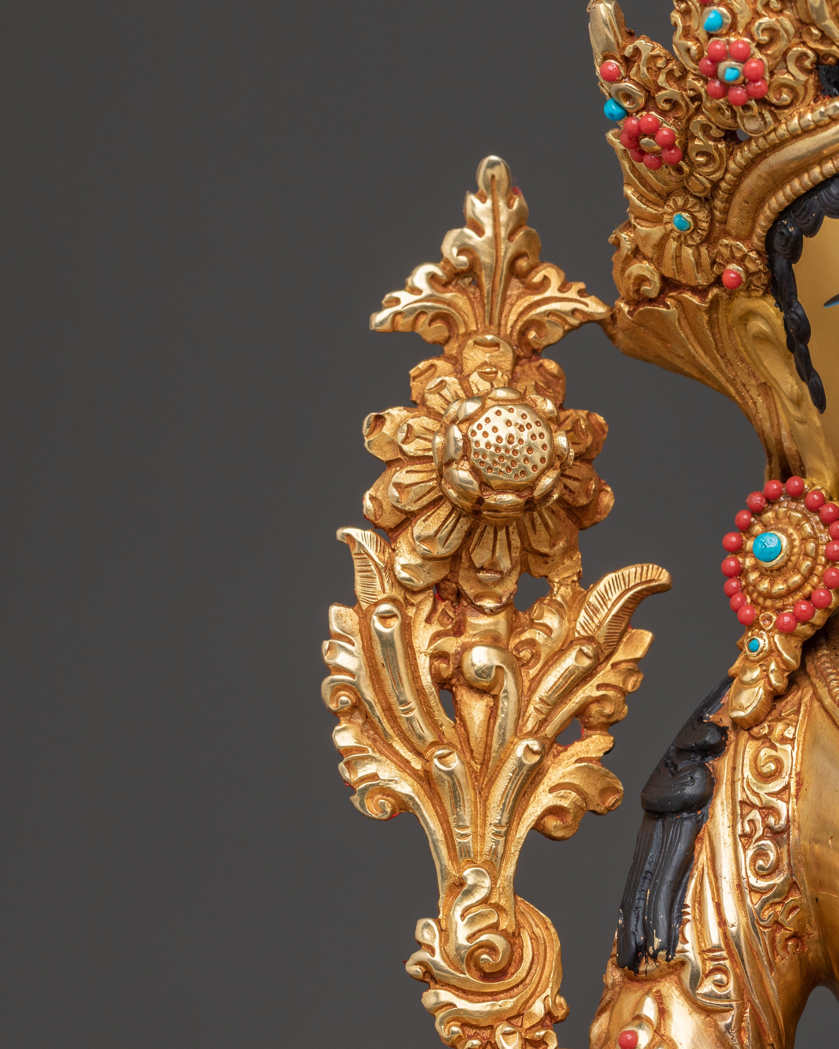 Green Tara Blessing Statue: Handcrafted in 24K Gold