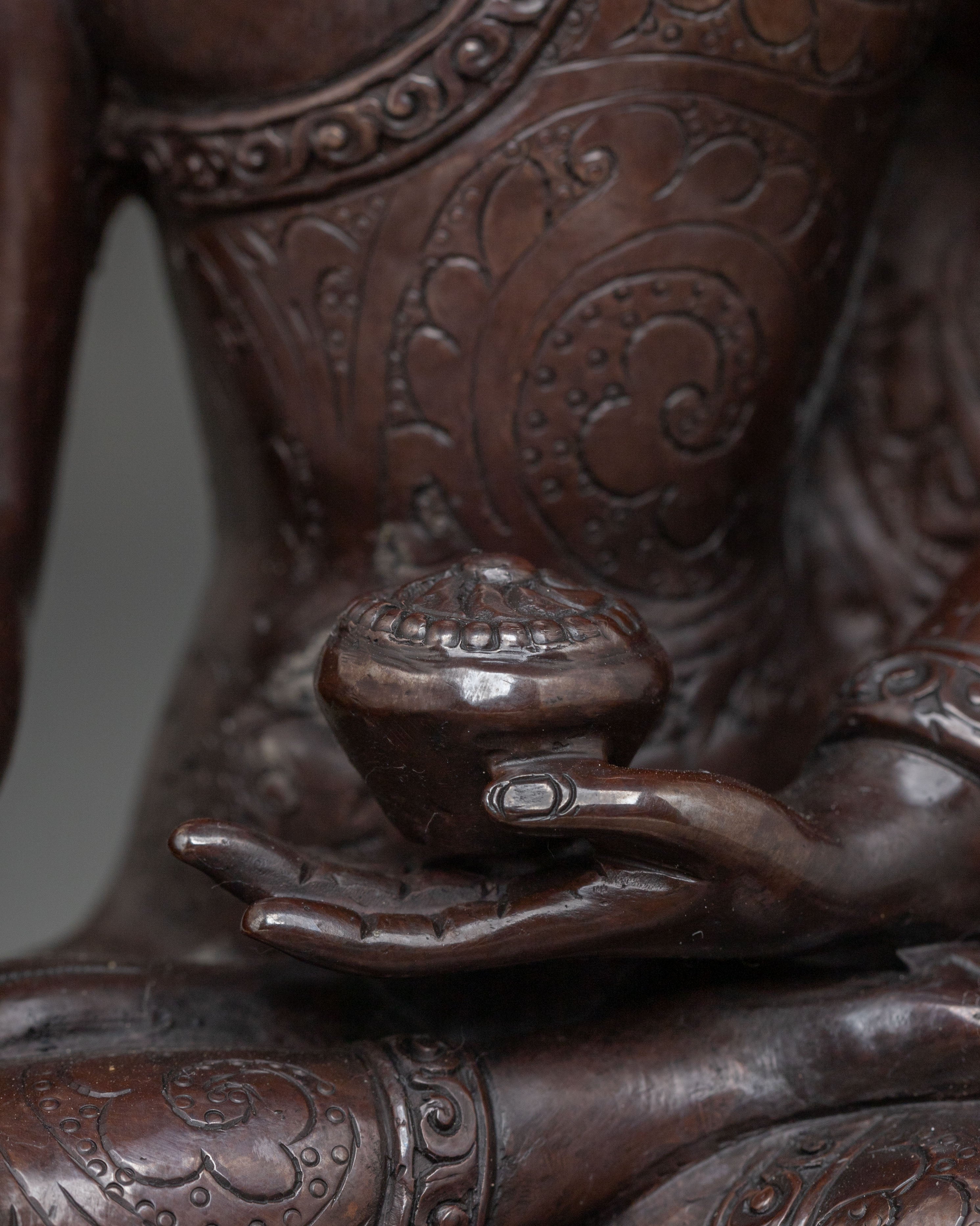 Gautama Buddha Meditation Altar Statue in Oxidized Copper