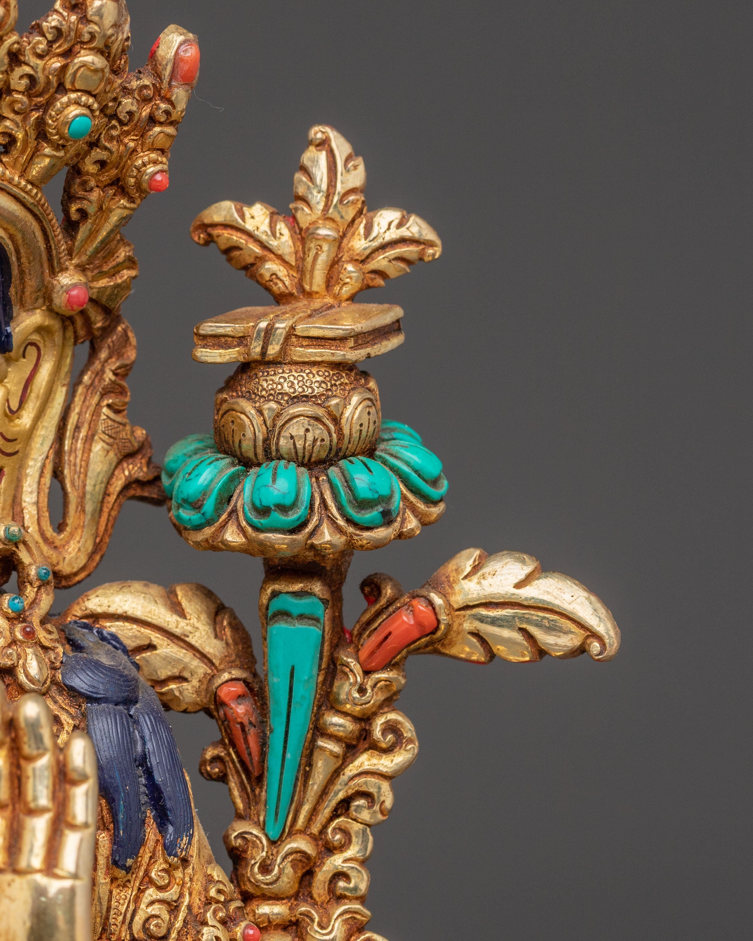 Tibetan Manjushri Wisdom Deity Statue | 24K Gold Gilded Statue