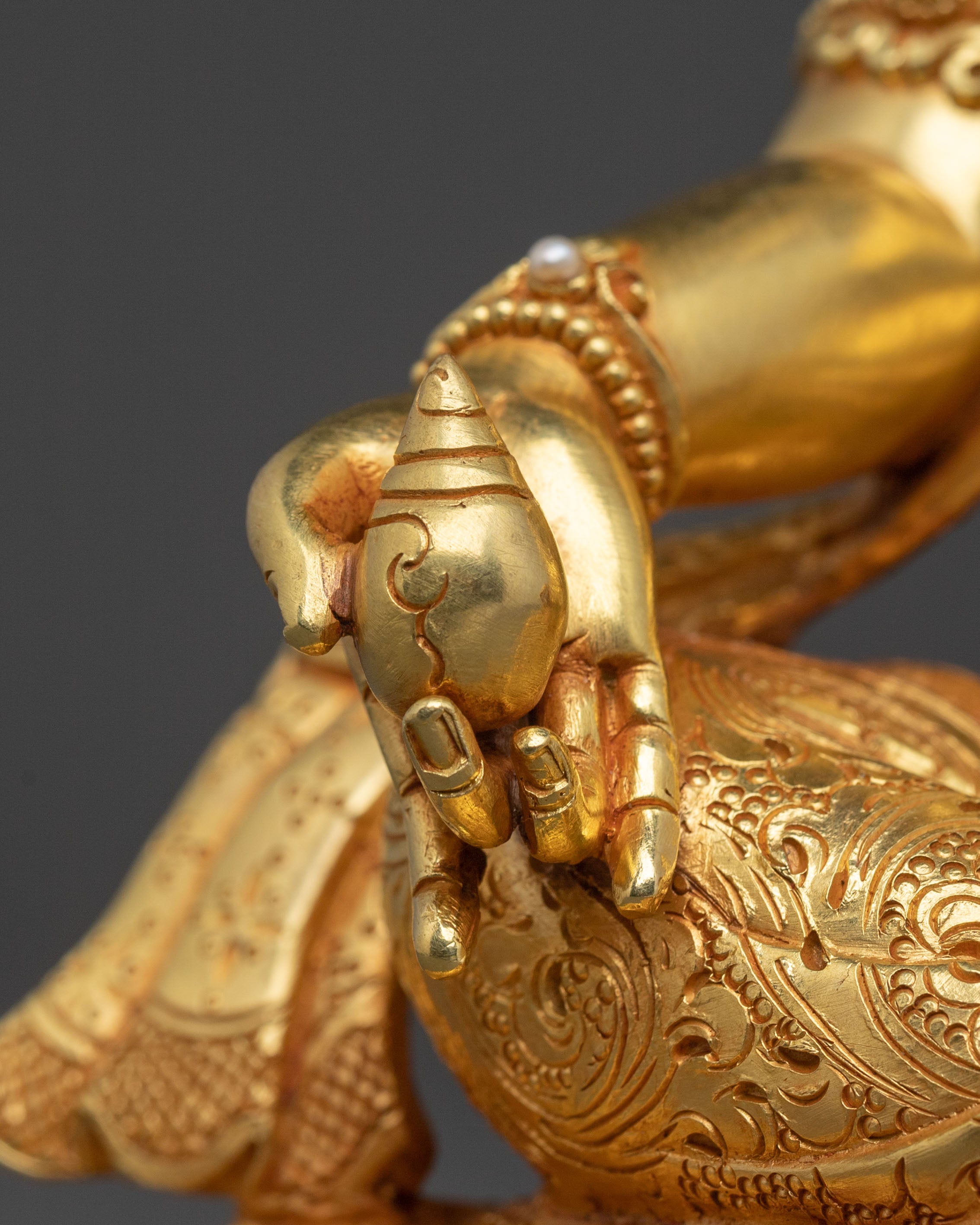 Dzambhala Lord of Prosperity Statue: 24K Gold Gilded