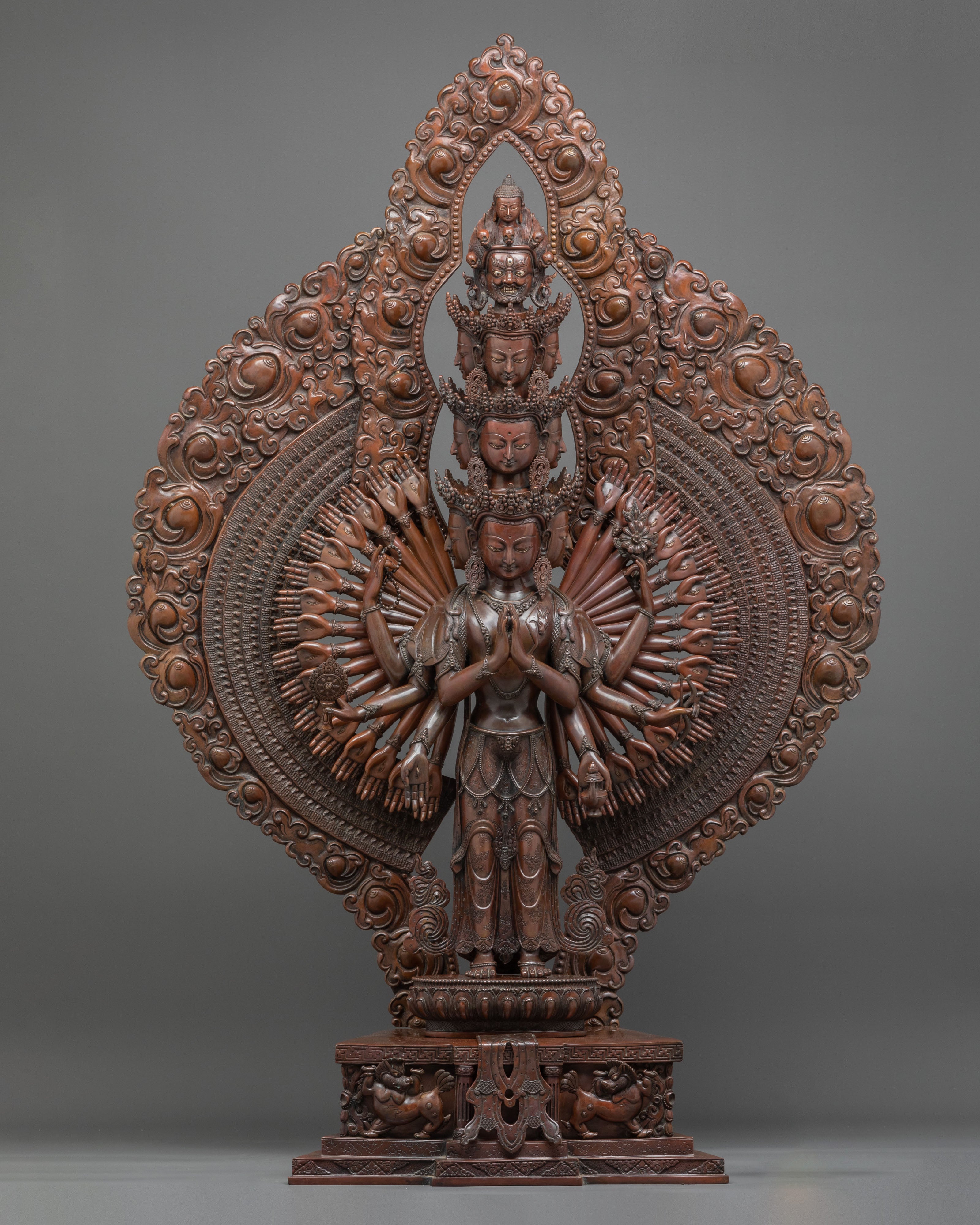 1000 Armed Chenrezig Oxidized Sculpture