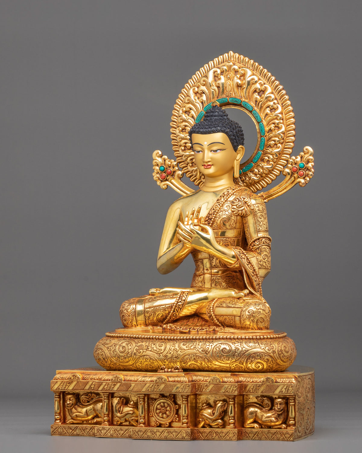 Vairocana Copper Statue with 24K Gold Gilding | Home Decor