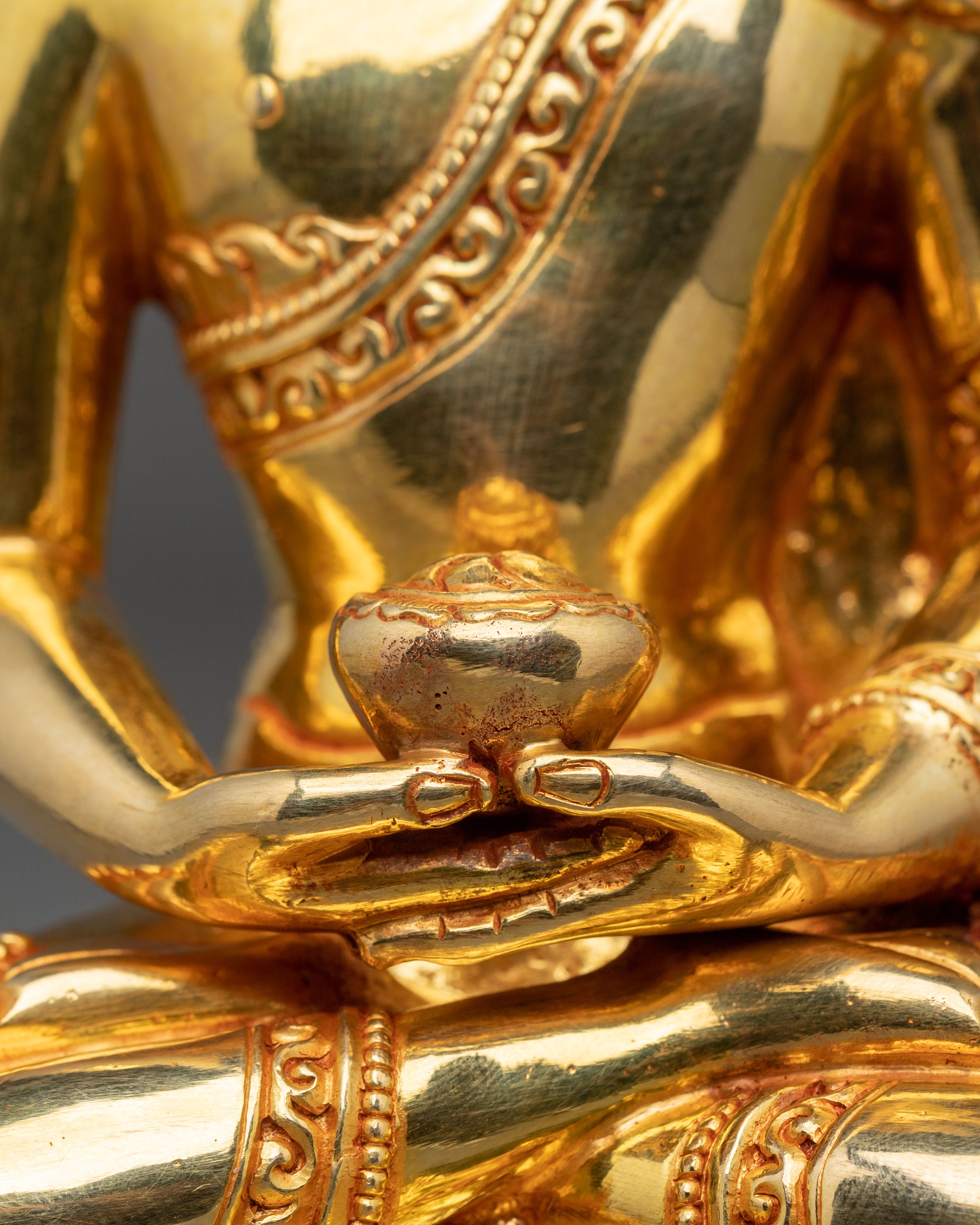 Amitabha Buddha Copper Statue | 24K Gold Gilded Figurine