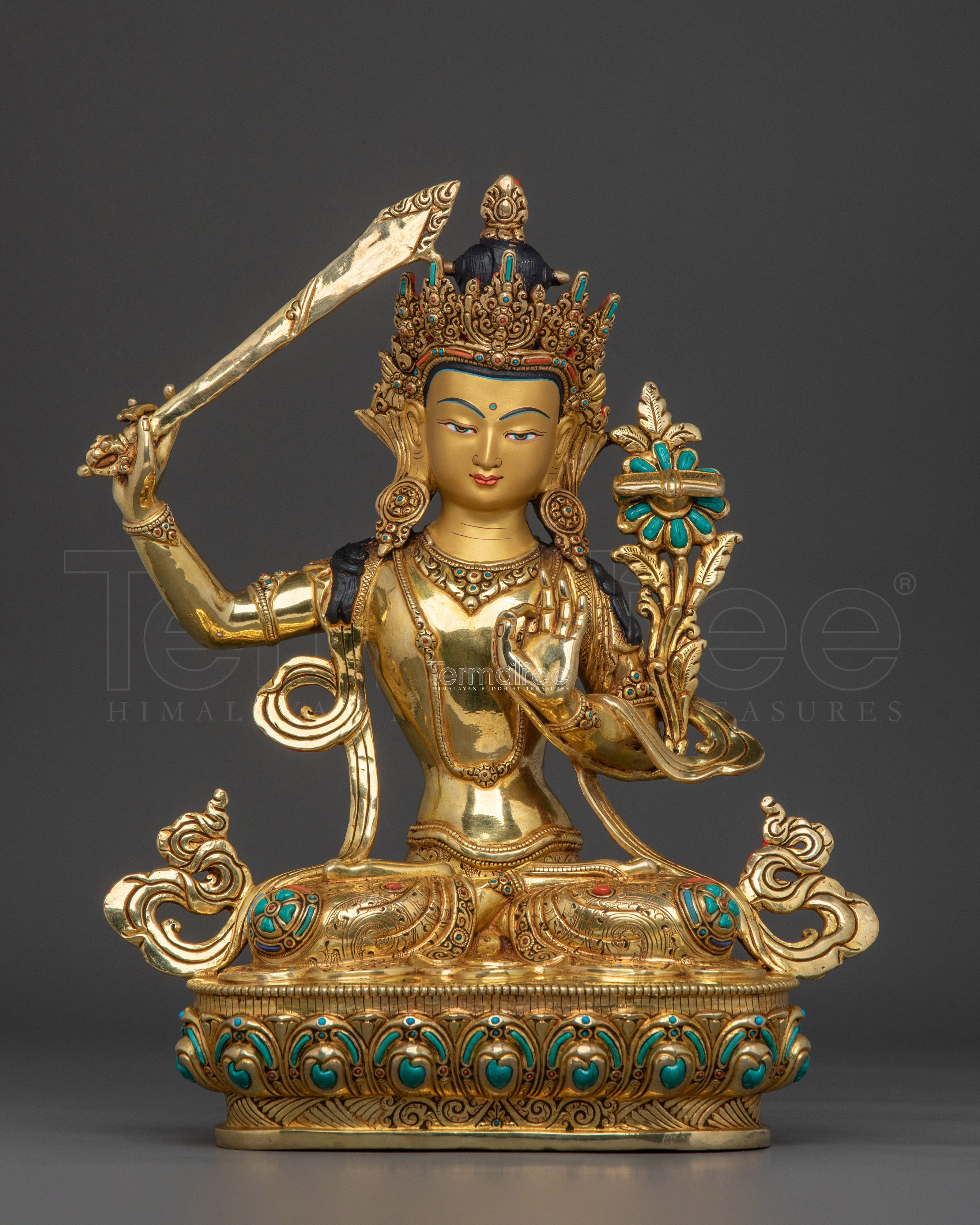 Handcrafted Himalayan Manjushri Statue | Wisdom Deity Sculpture