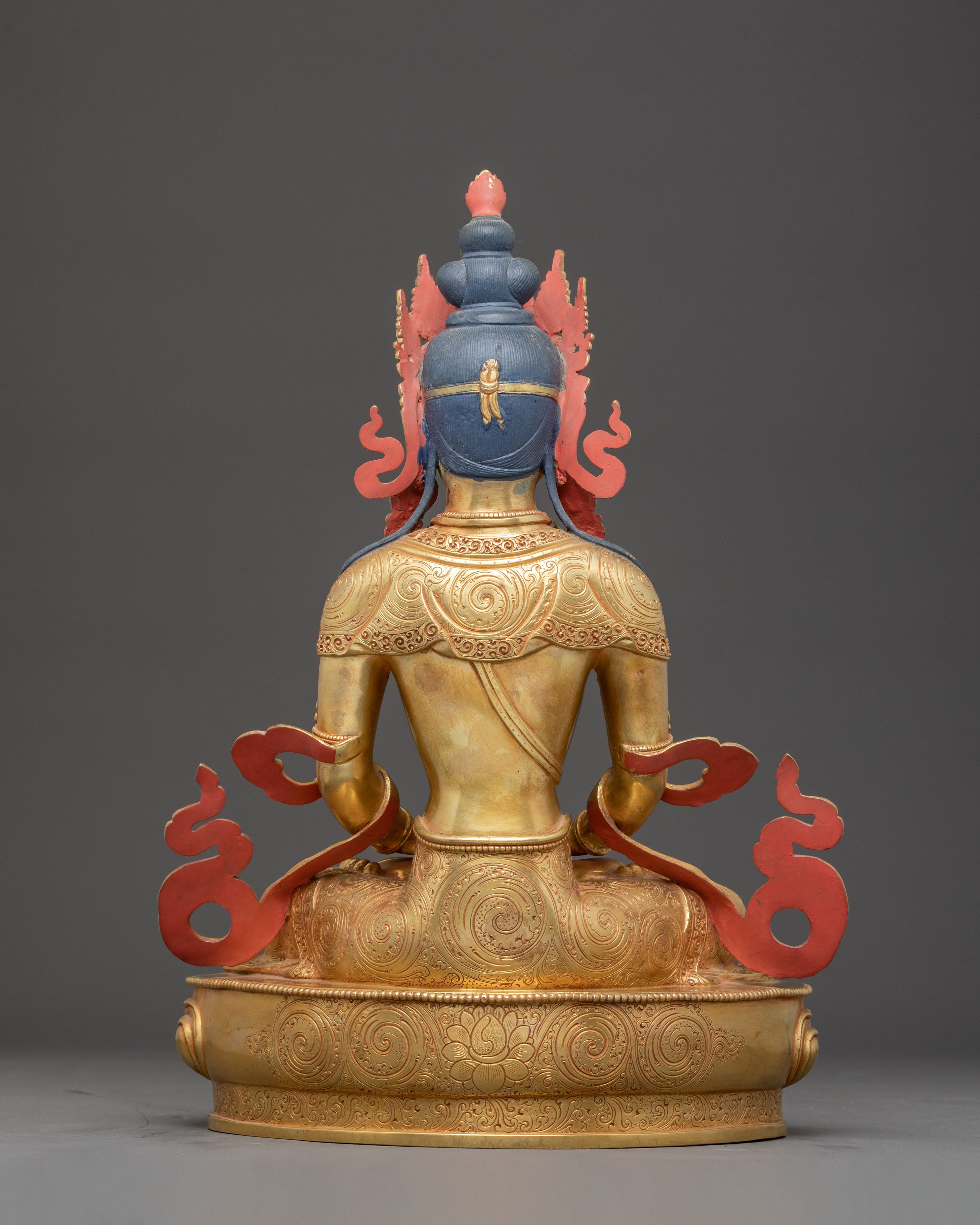 Golden Longevity Buddha Amitayus Statue | Traditional Himalayan Art