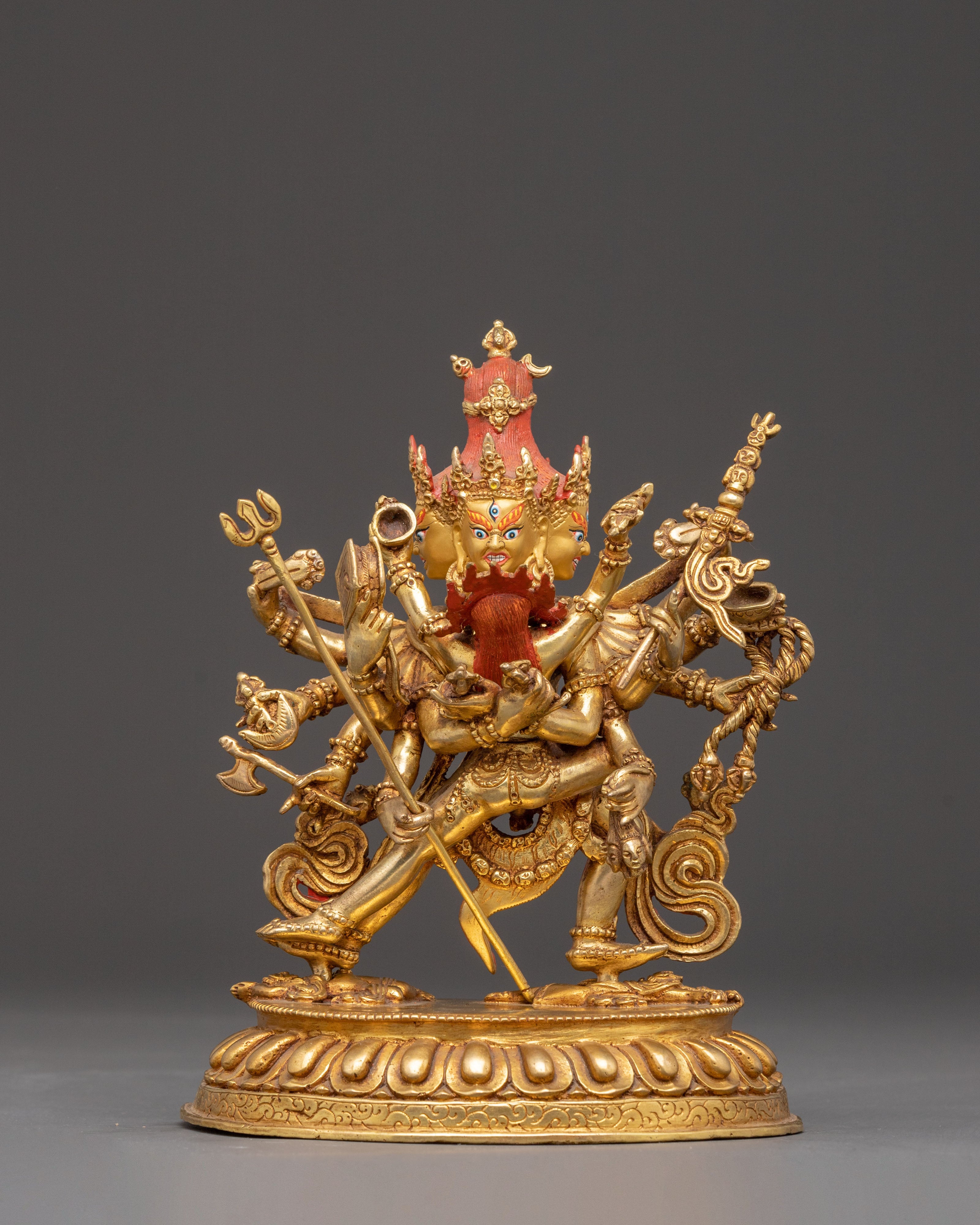 Exquisite 24K Gilded Handmade Chakrasamvara Golden Statue