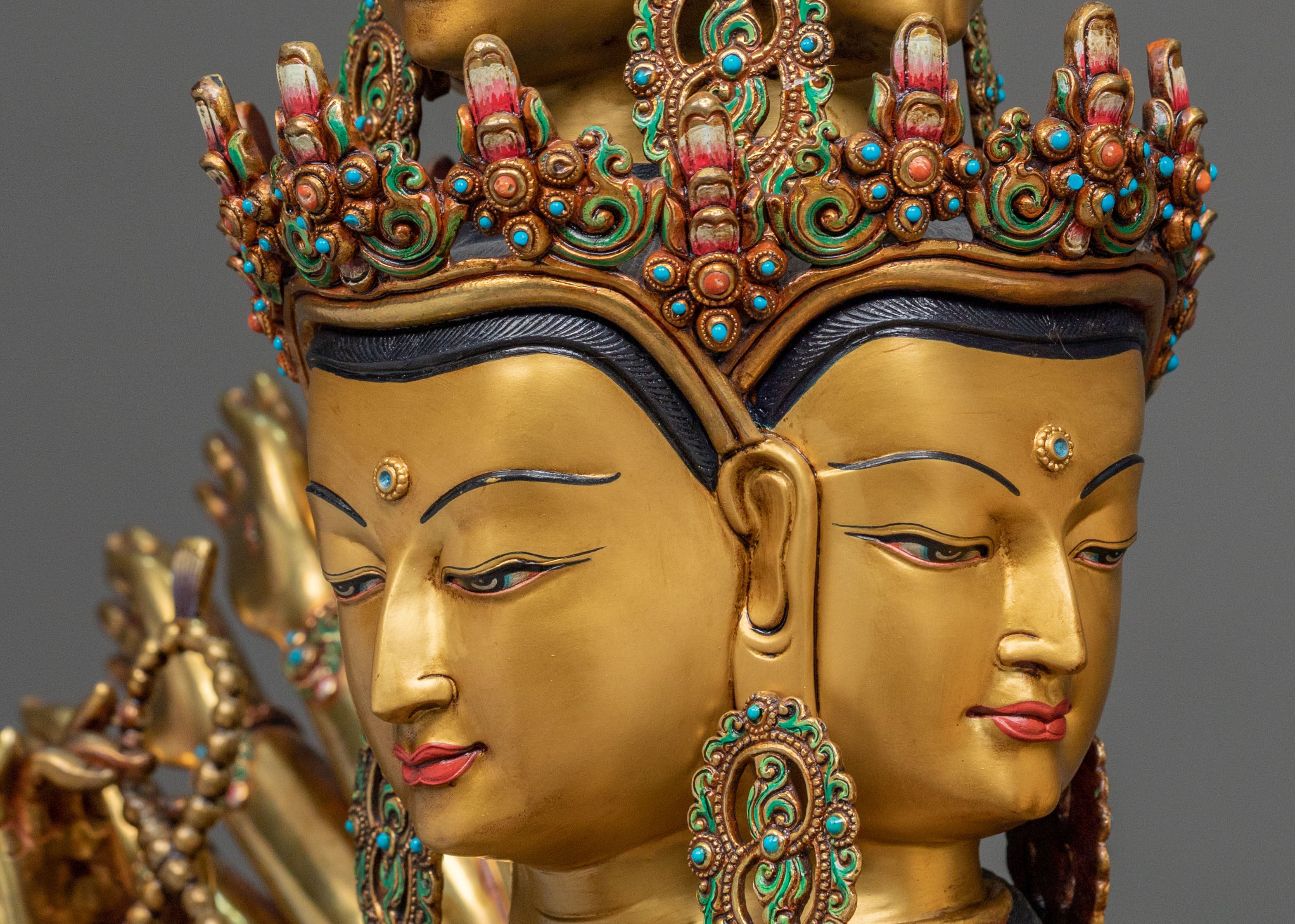 1000 Armed Chenrezig Statue: Radiant 24K Gold Gilded