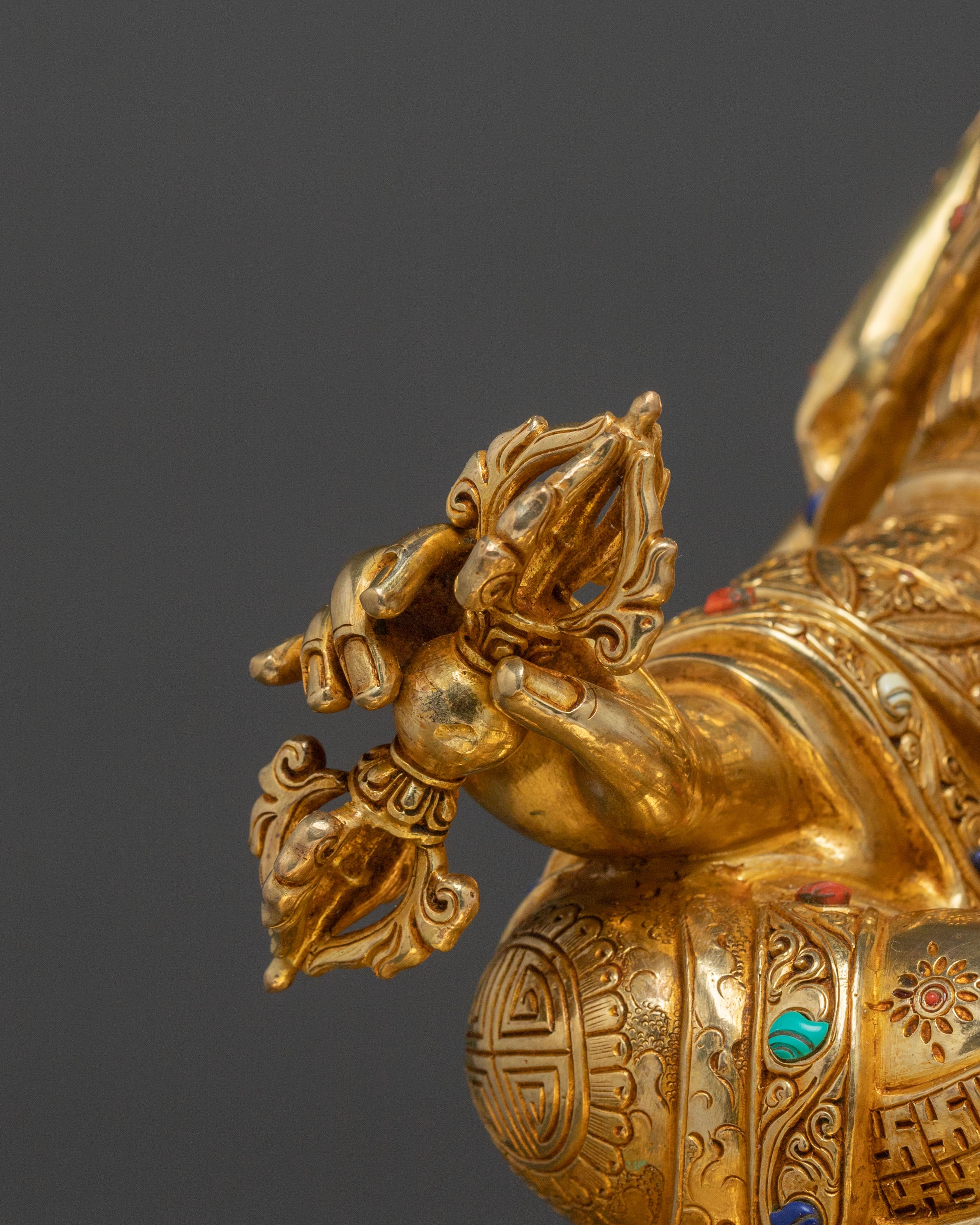 Guru Rinpoche Statue on Throne | Buddhist Master