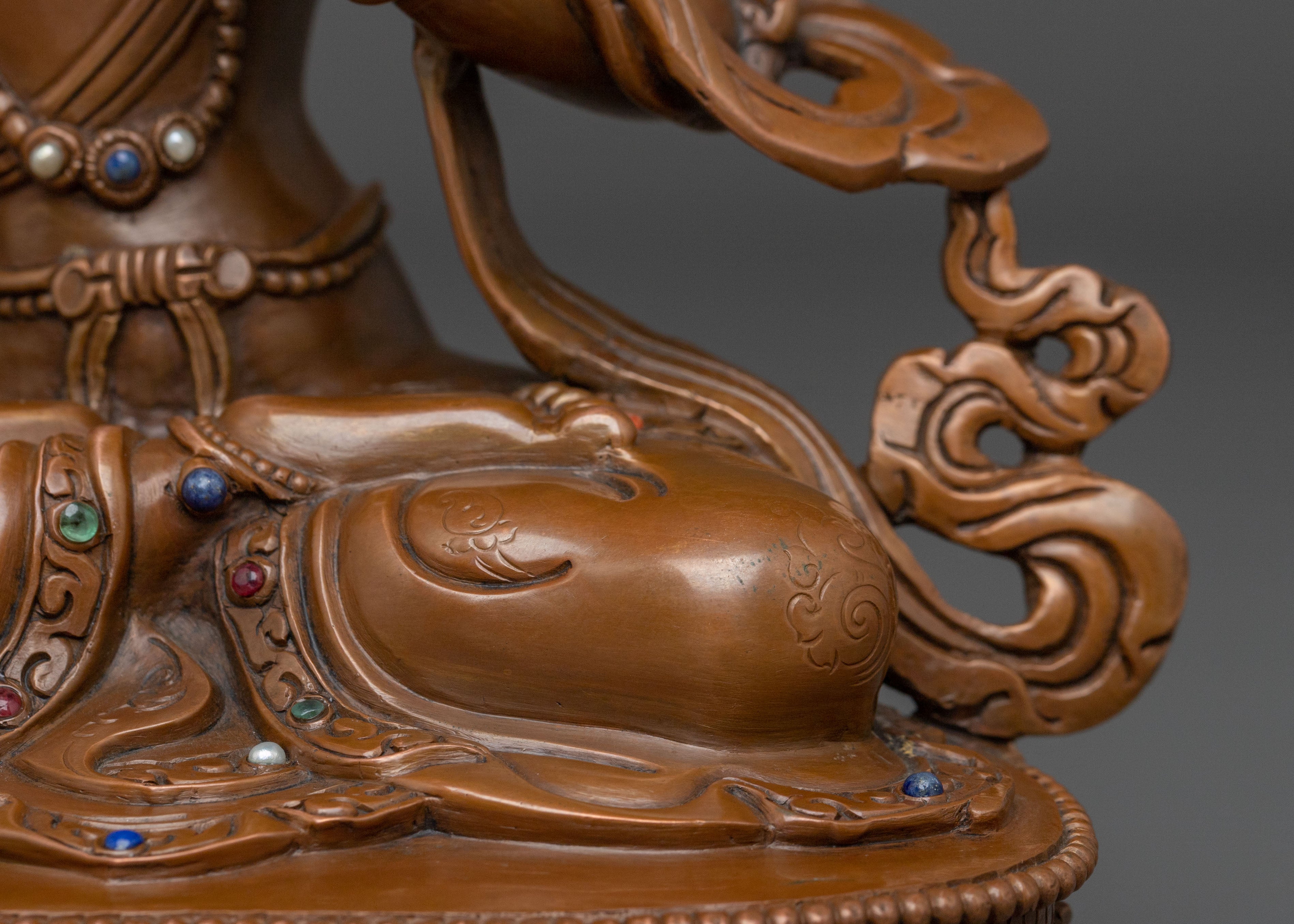Manjughoṣa Oxidized Copper Statue | Tibetan Buddhist Deity