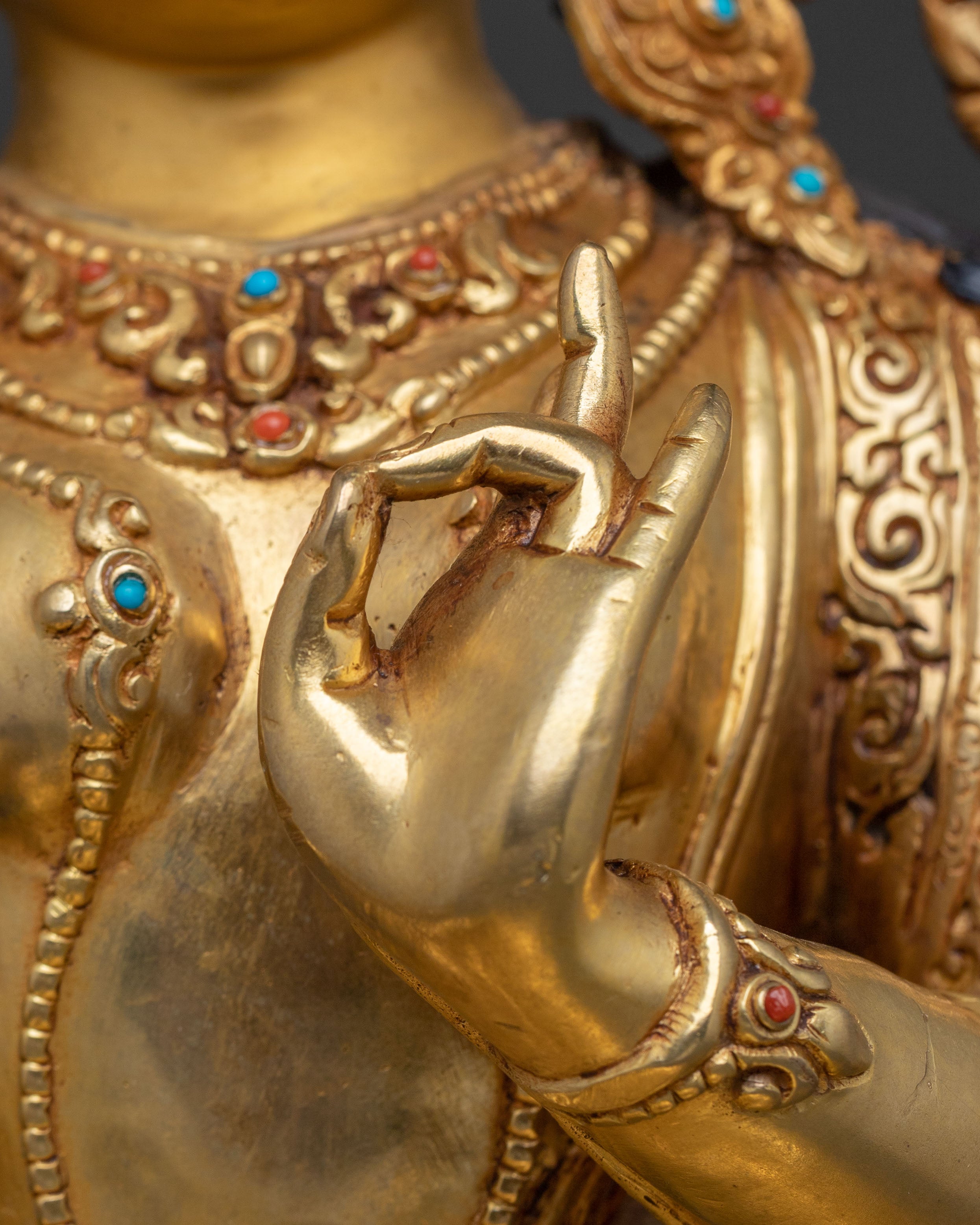 Protector Green Tara: 24K Gold Gilded Sculpture