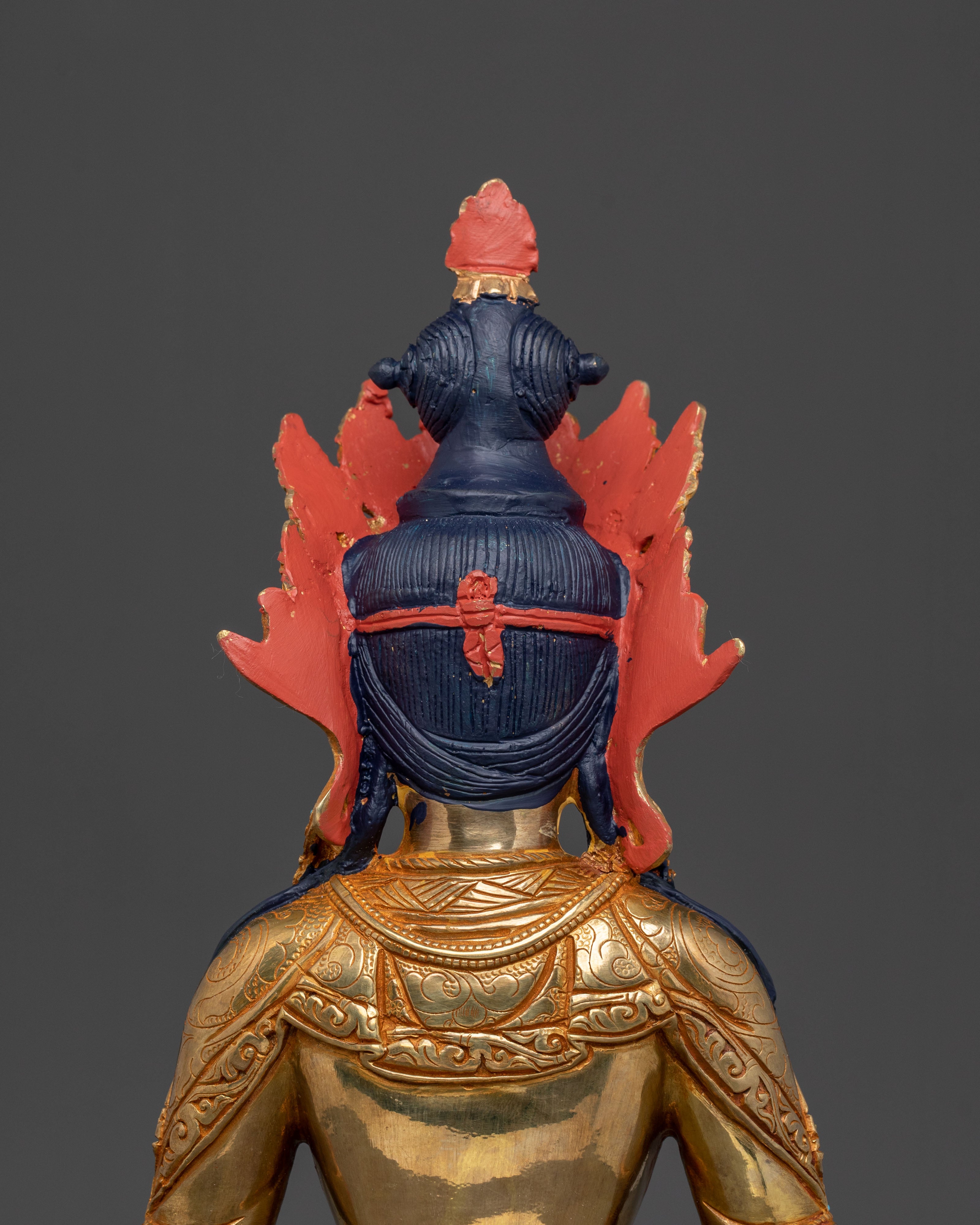 Amitayus Statue: Hand-Gilded 24K Gold Figurine