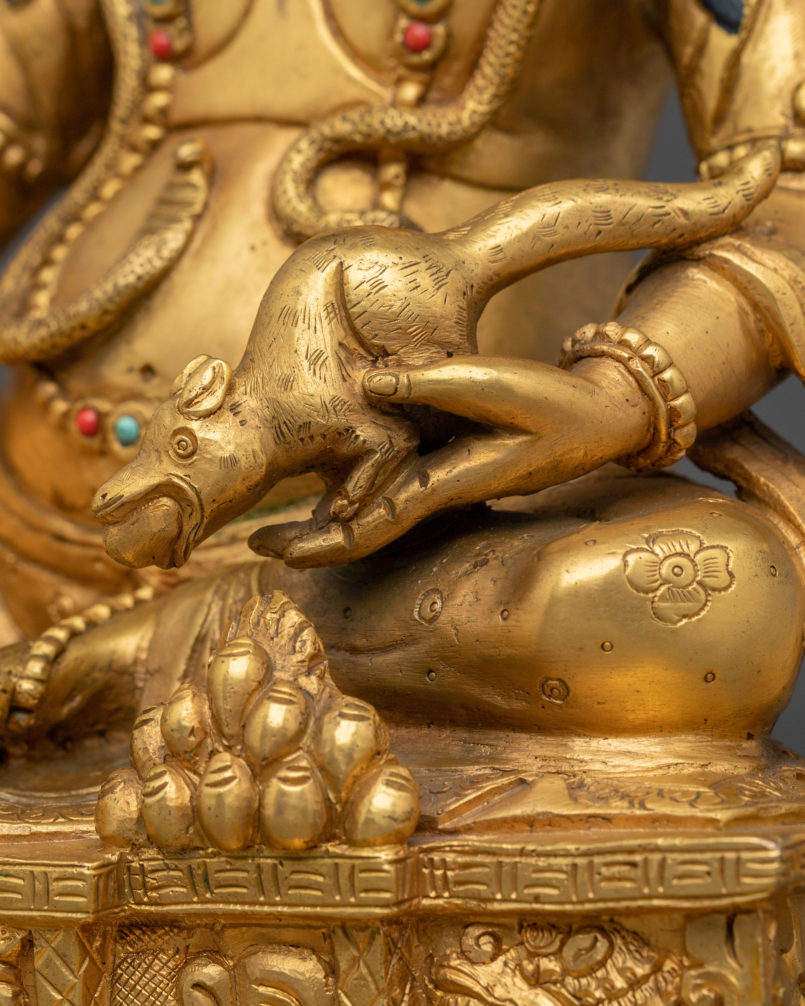 Jambhala Statue | Handcrafted Copper Gold Gilded Figurine