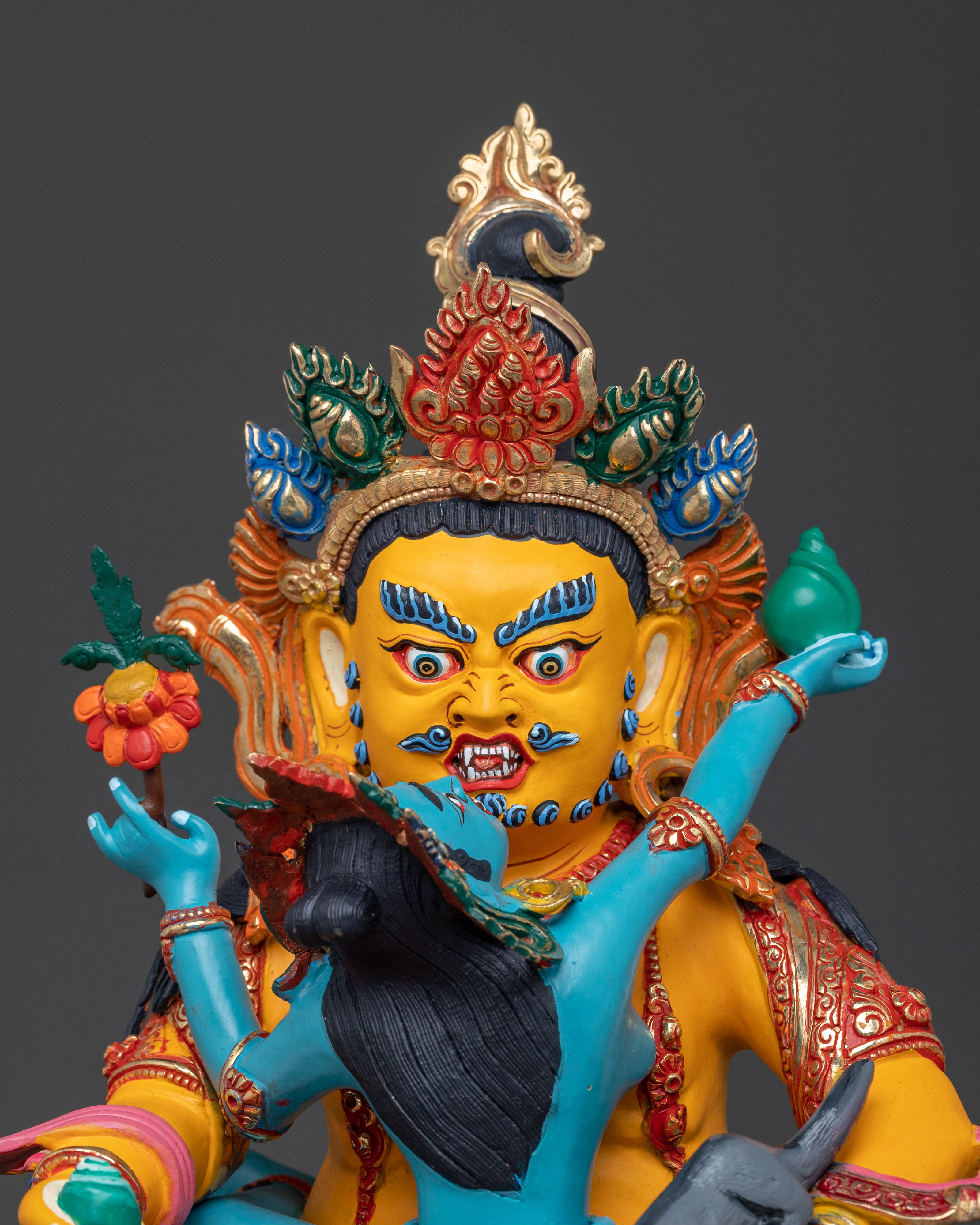 Green Dzambhala Sacred Idol | Buddhist Wealth Deity