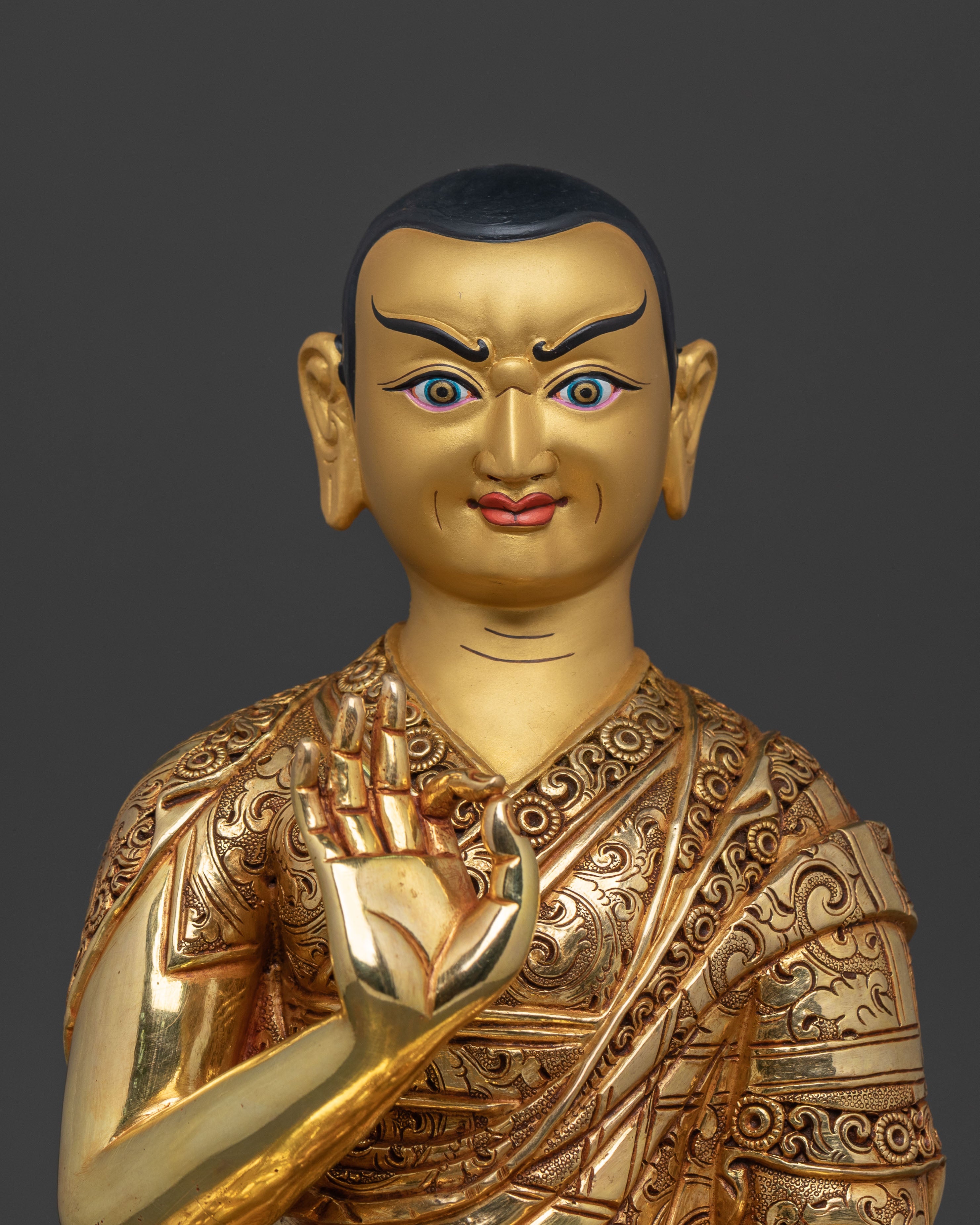 Buddhist Statue Set of Tsongkhapa with Disciples – Gilded Copper Masterpiece