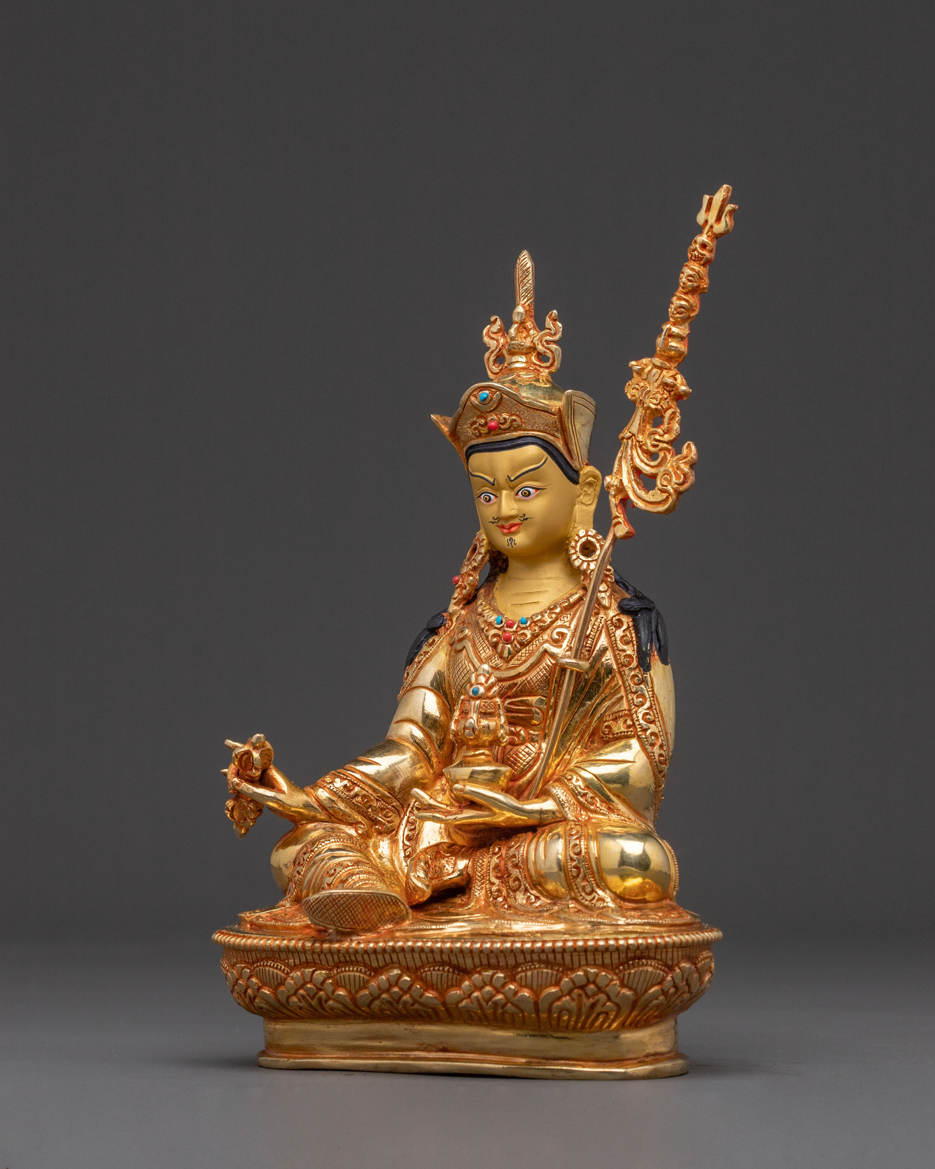 Guru Rinpoche Copper Figurine - Gilded Serenity