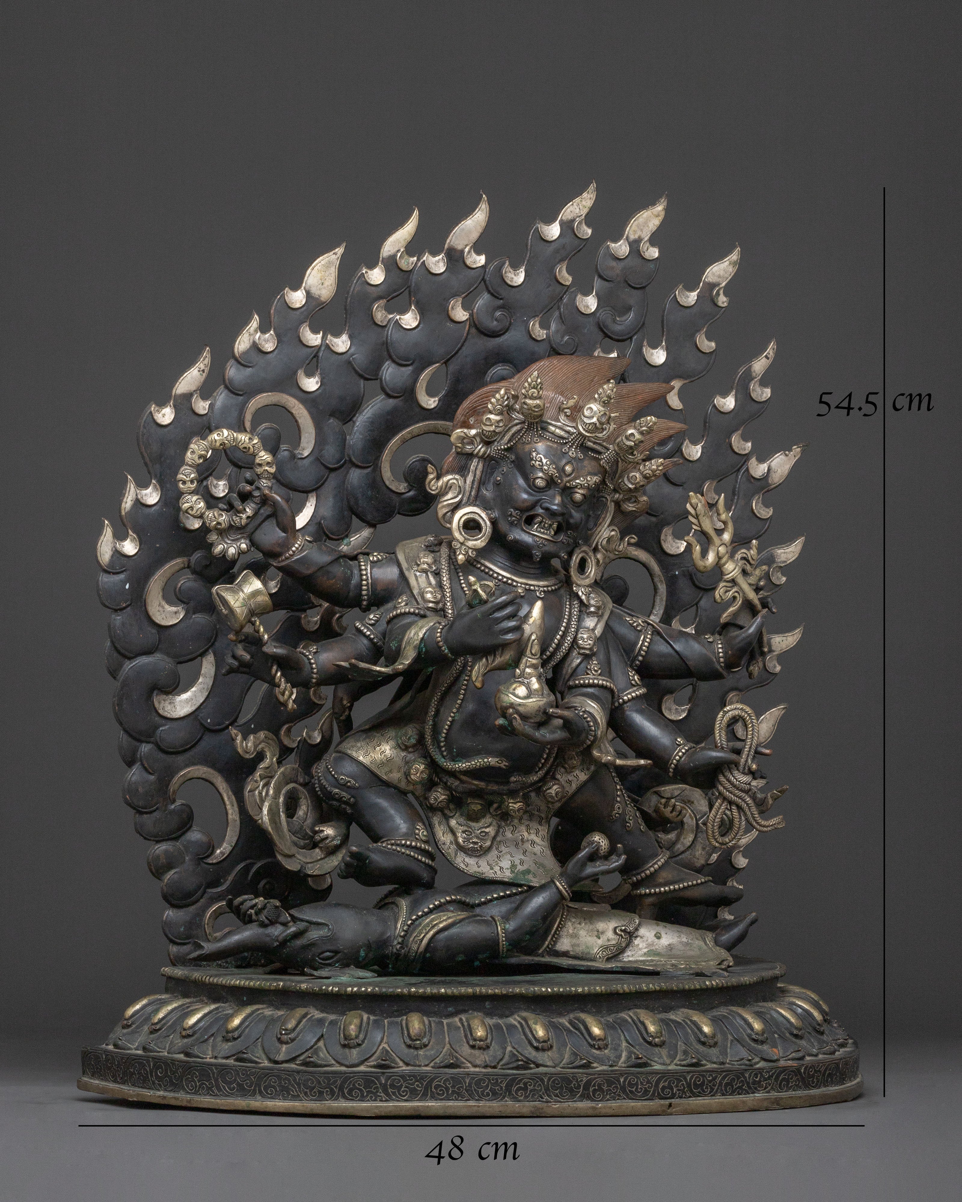 Six-Armed Mahakala Sacred Statue | Antique Finishing