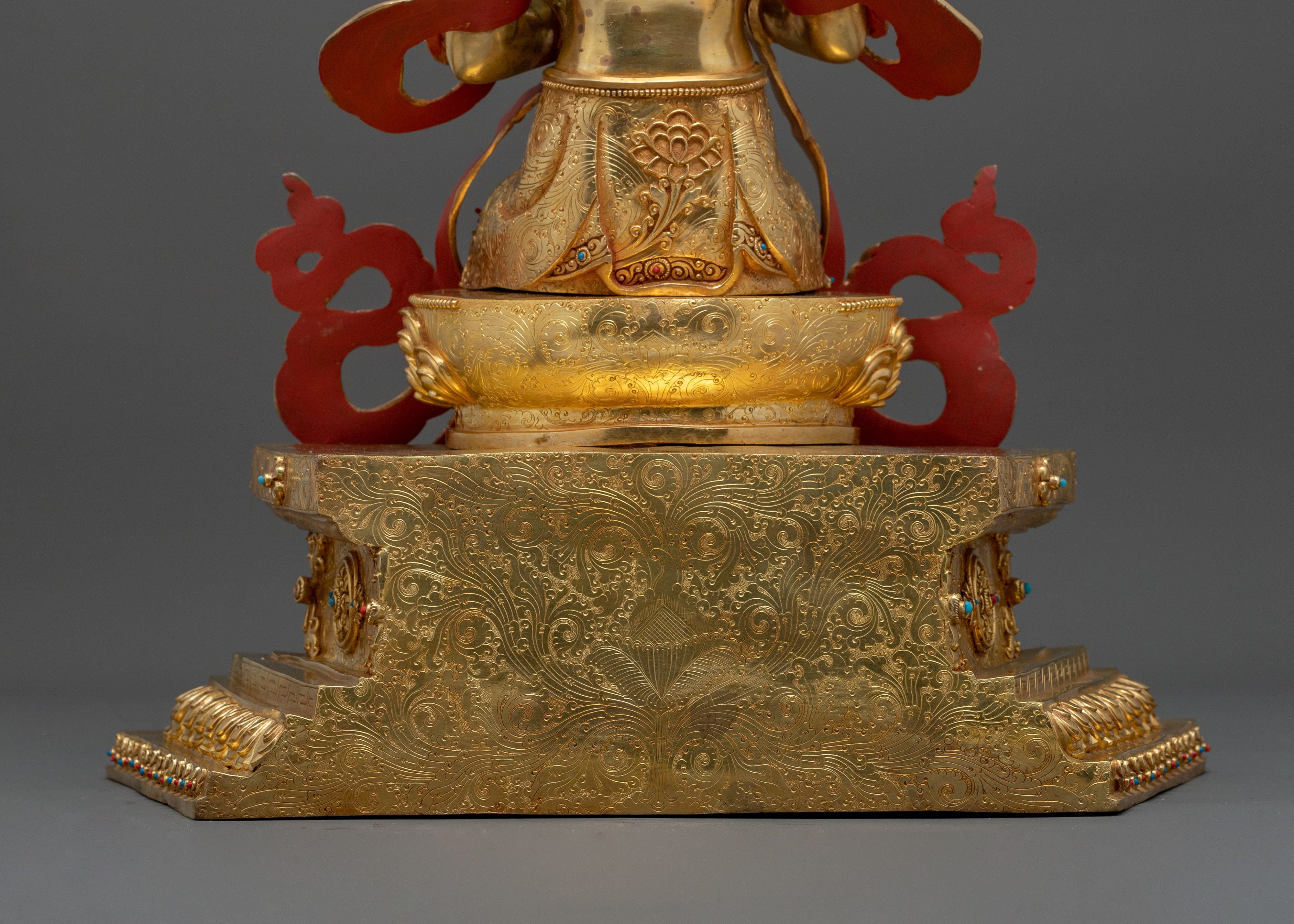 Maitreya Buddha Fire Gold Gilded Statue | Home Decor
