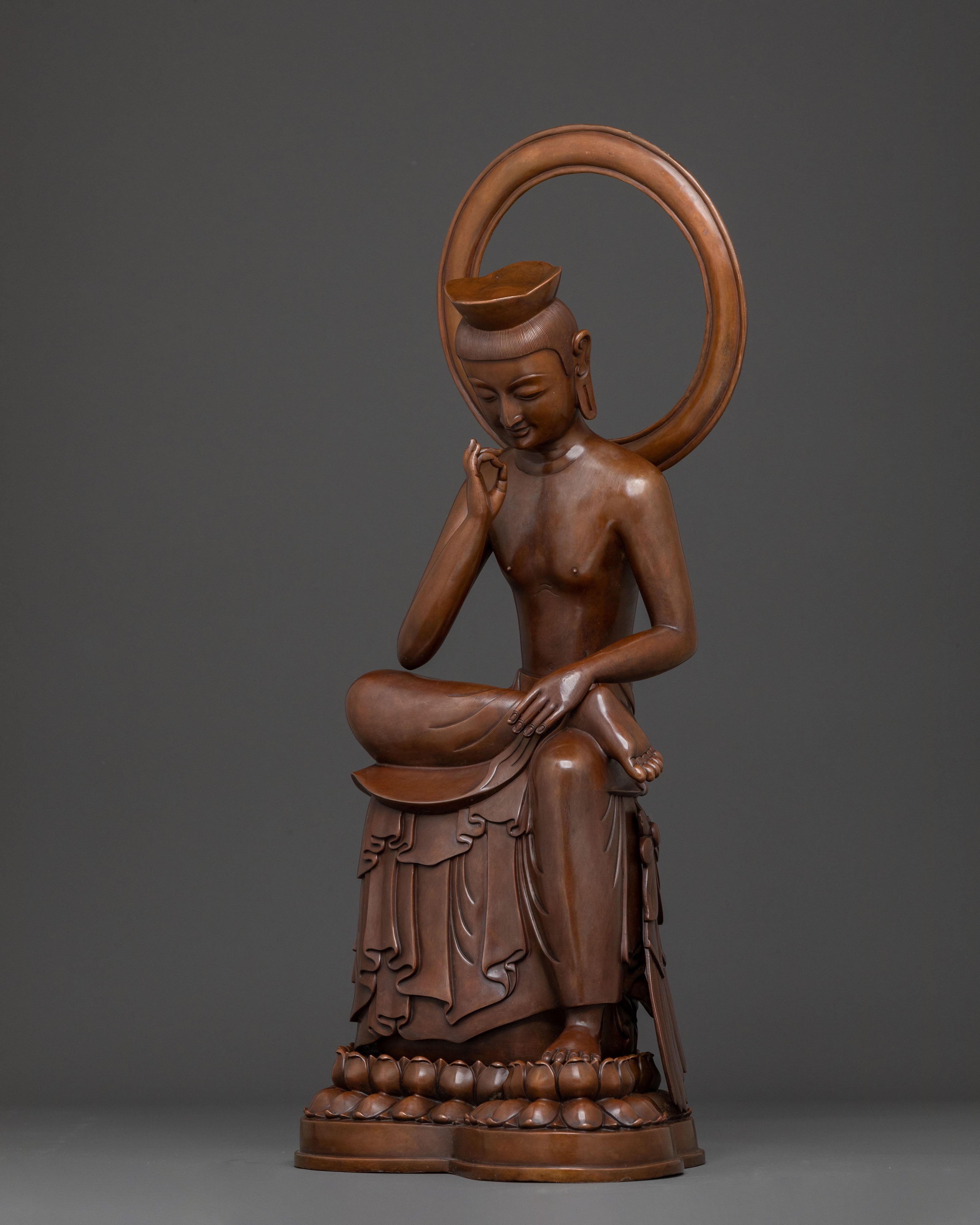 Oxidized Copper Guanyin Statue: Home Altar