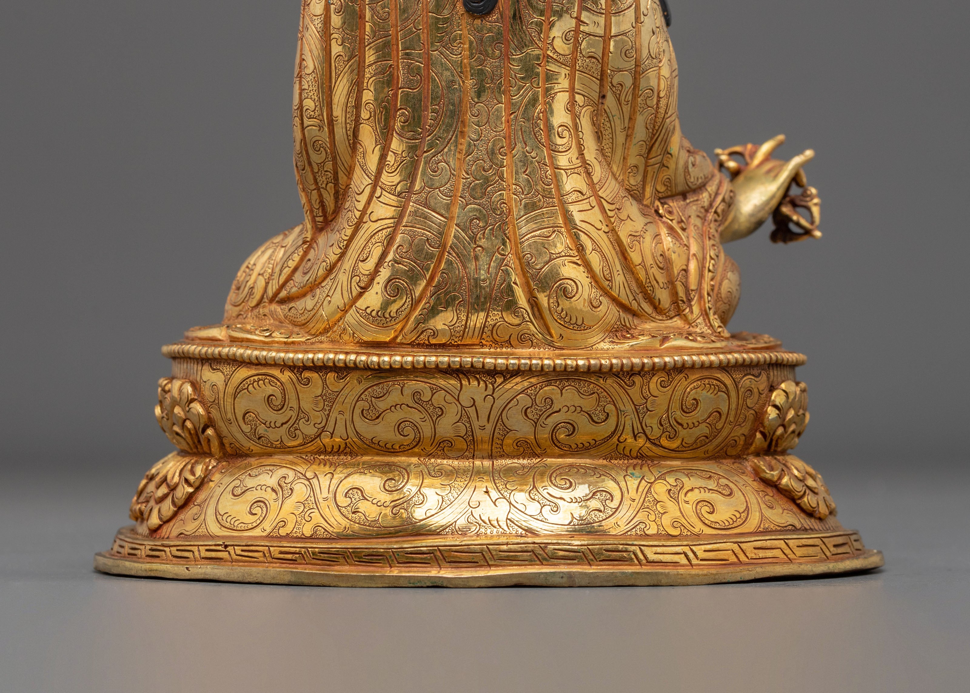 Hand-Carved Guru Rinpoche Sculpture | Copper Figurine