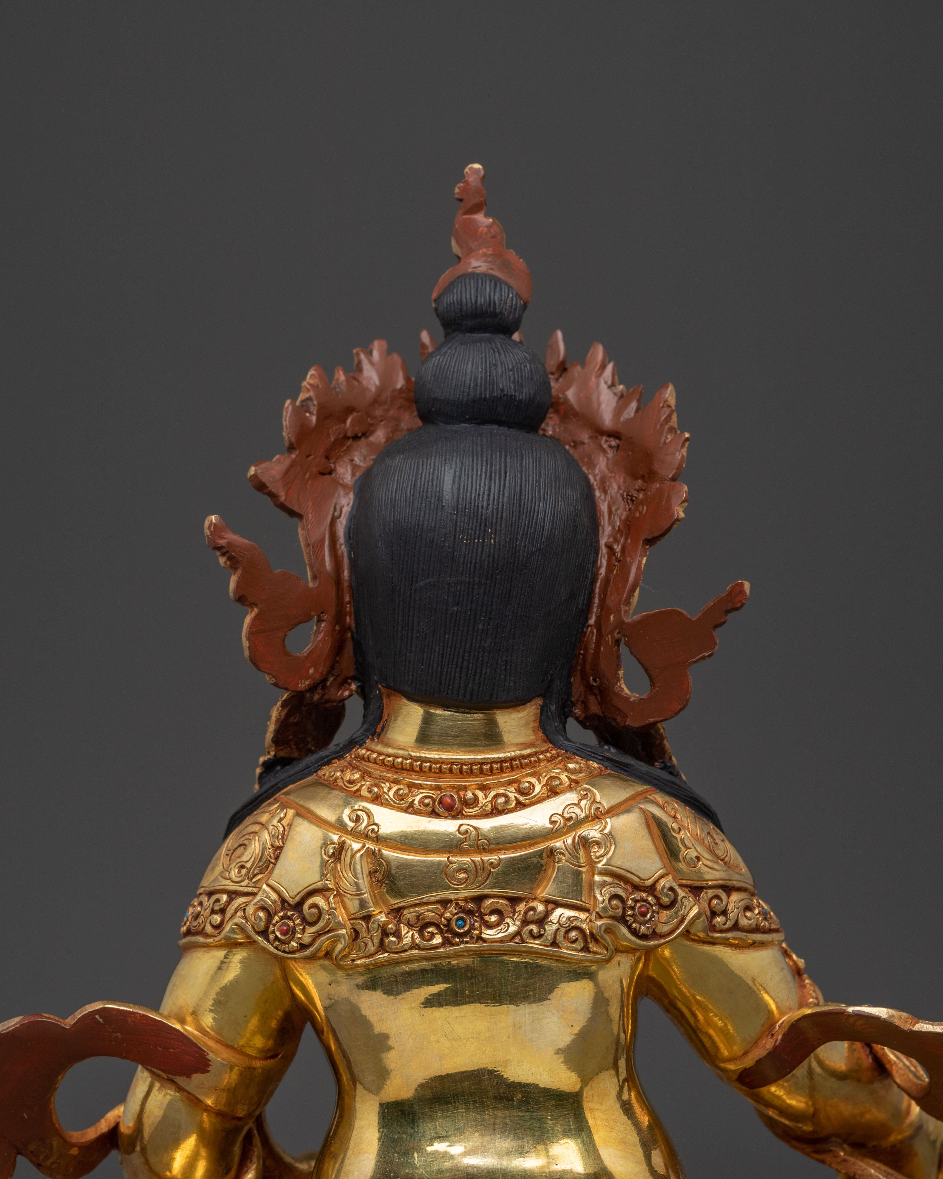 Yellow Dzambhala Statue on Throne | Wealth Deity