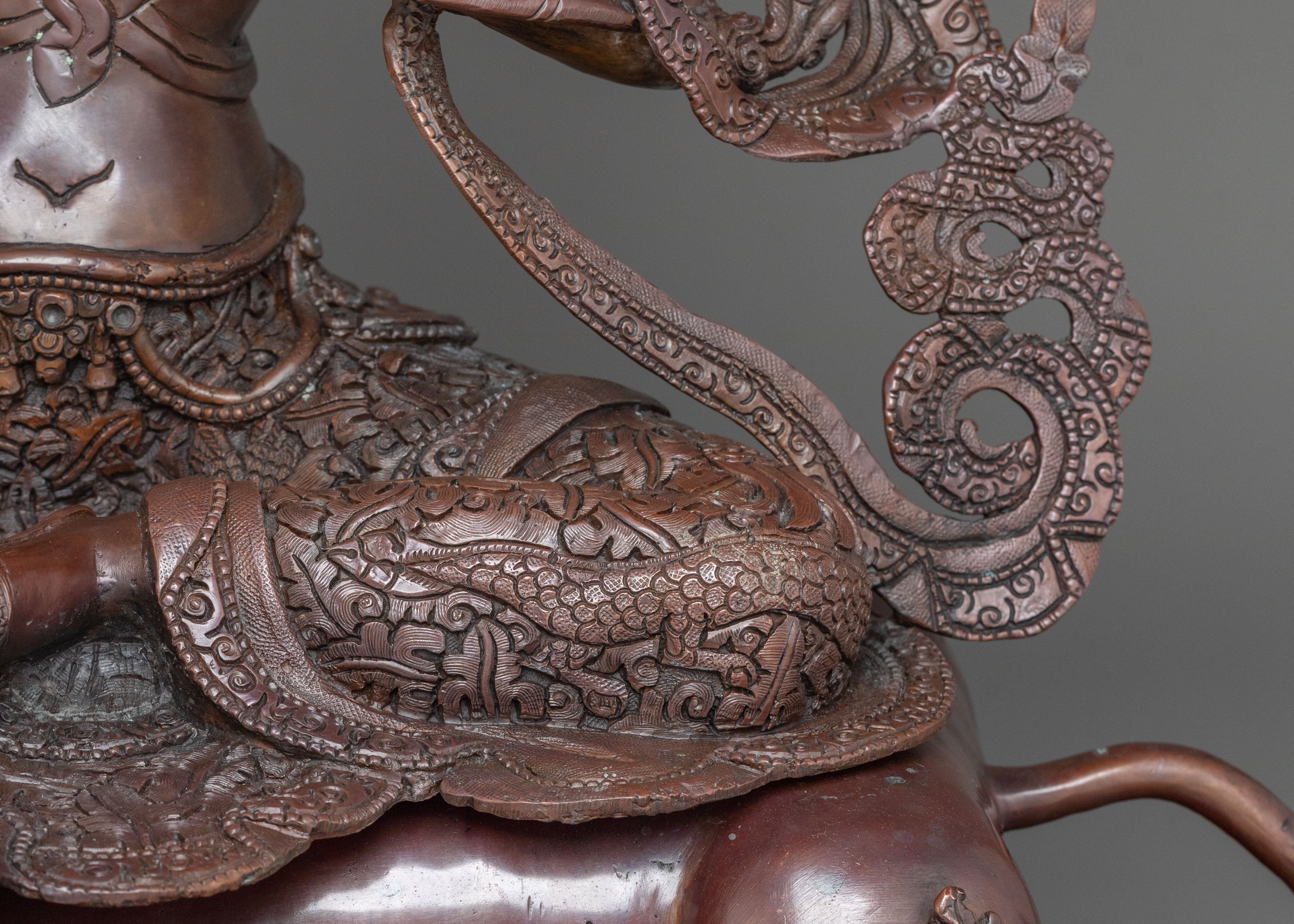 Green Tara Statue | Serene Oxidized Copper Guardian