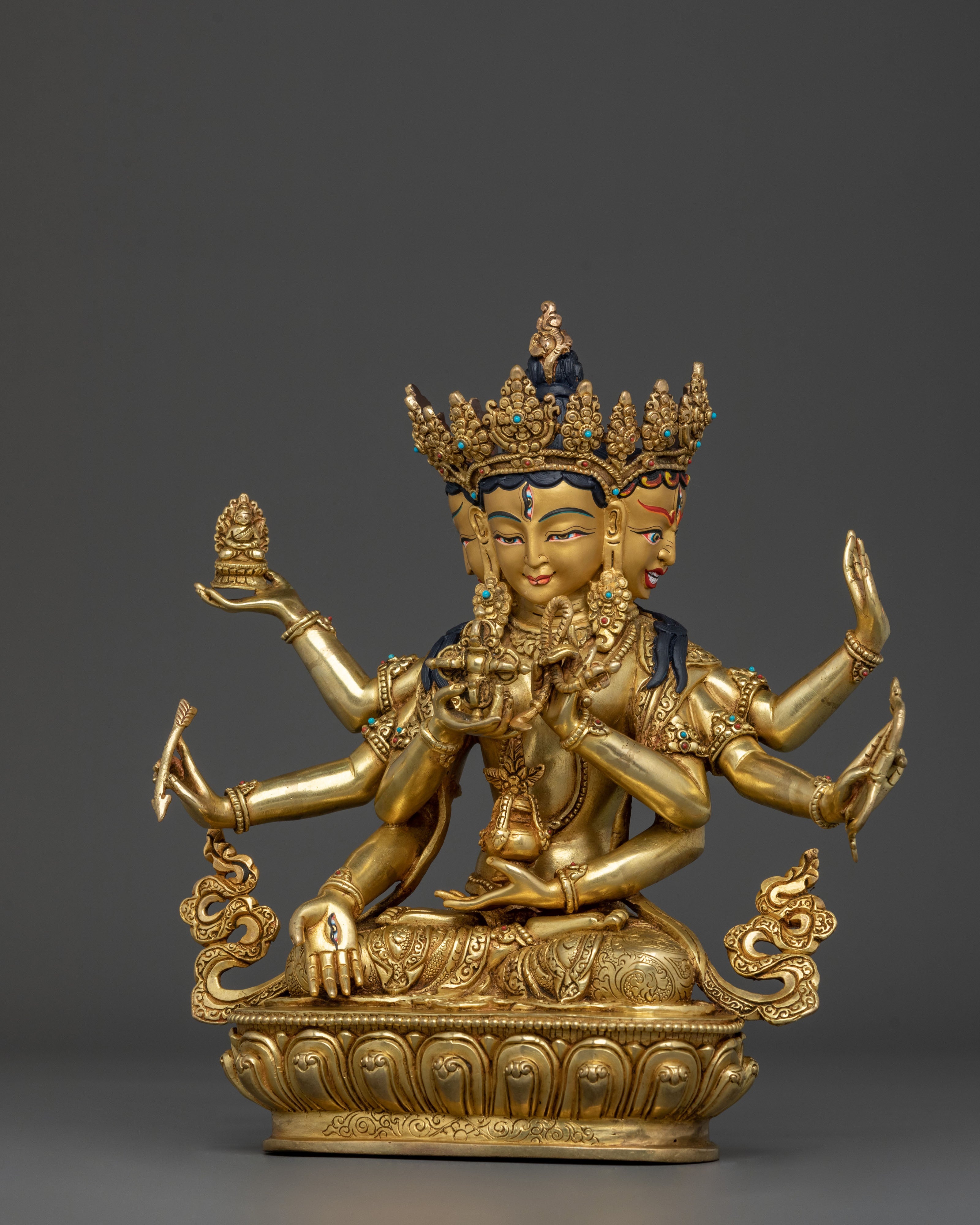 Namgyalma Buddhist Statue: Handcrafted 24K Gold Gilded Statue