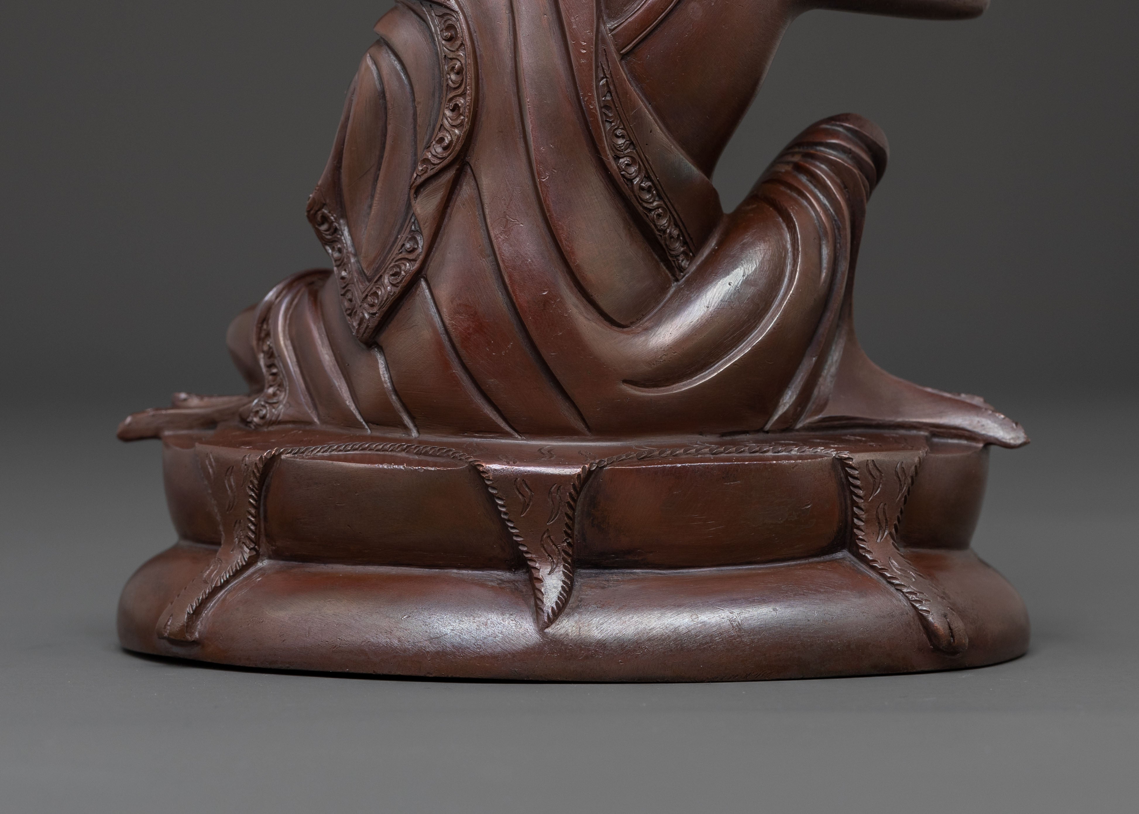 Milarepa Oxidized Copper Sculpture: Serene Sage